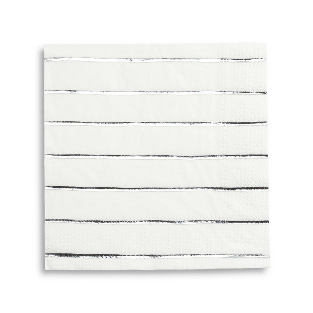 Frenchie Metallic Striped Cocktail Napkins - 16 Pack