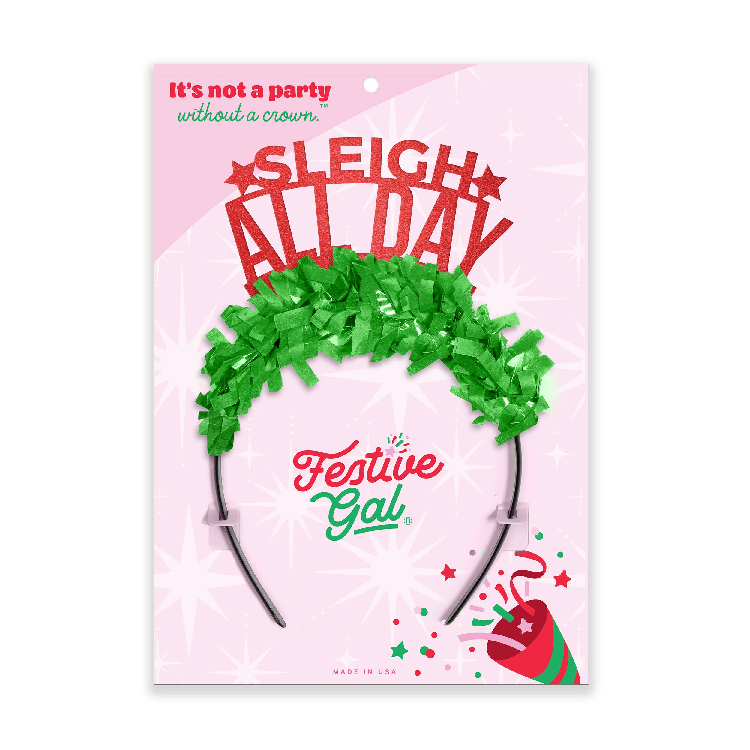 Sleigh All Day Holiday Christmas Party Crown Headband