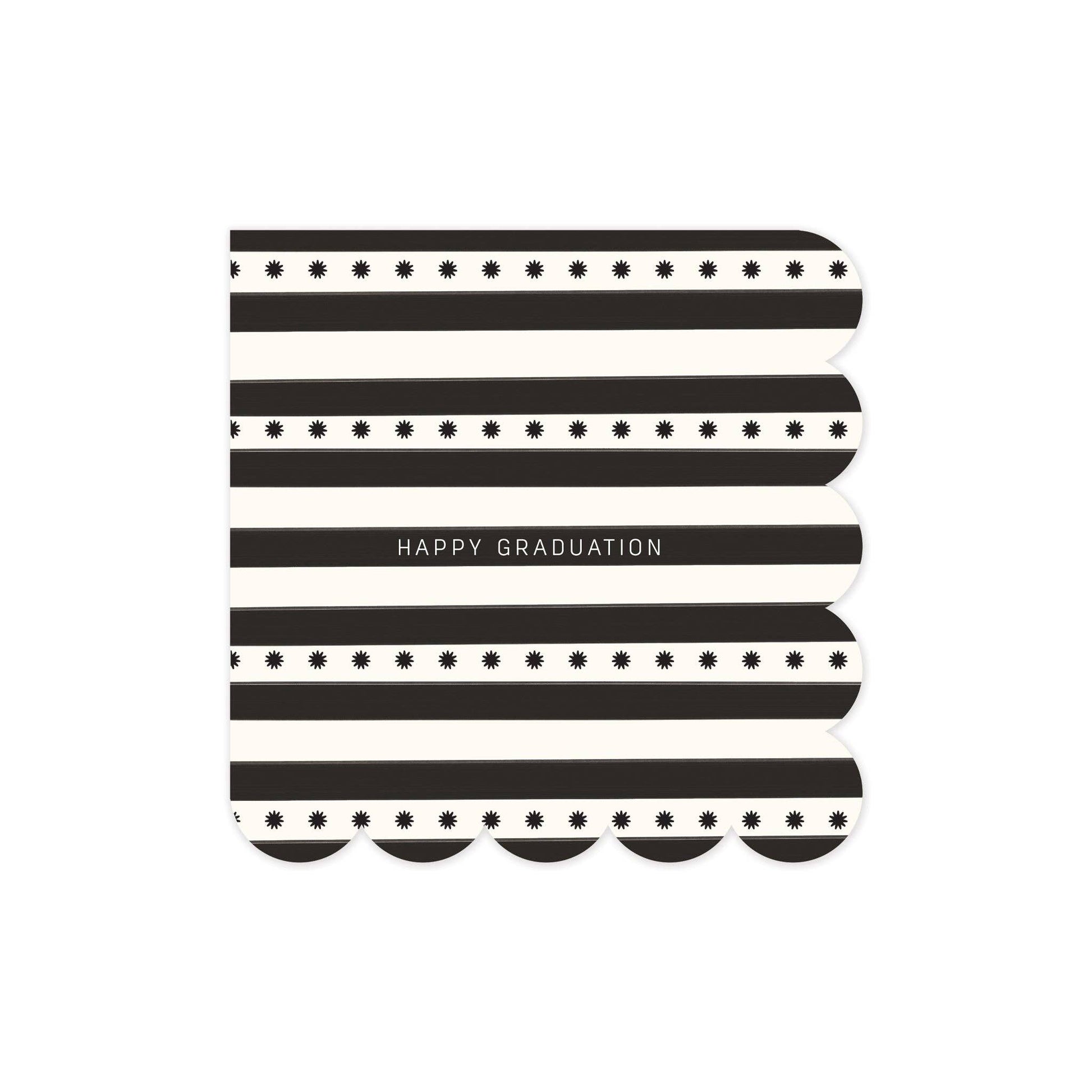 Happy Graduation Stripe Scallop Cocktail Napkin