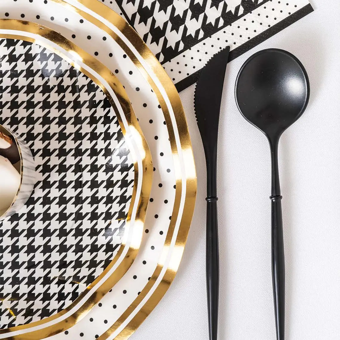 All Black Bella Assorted Plastic Cutlery - 24 Pieces, Service for 8