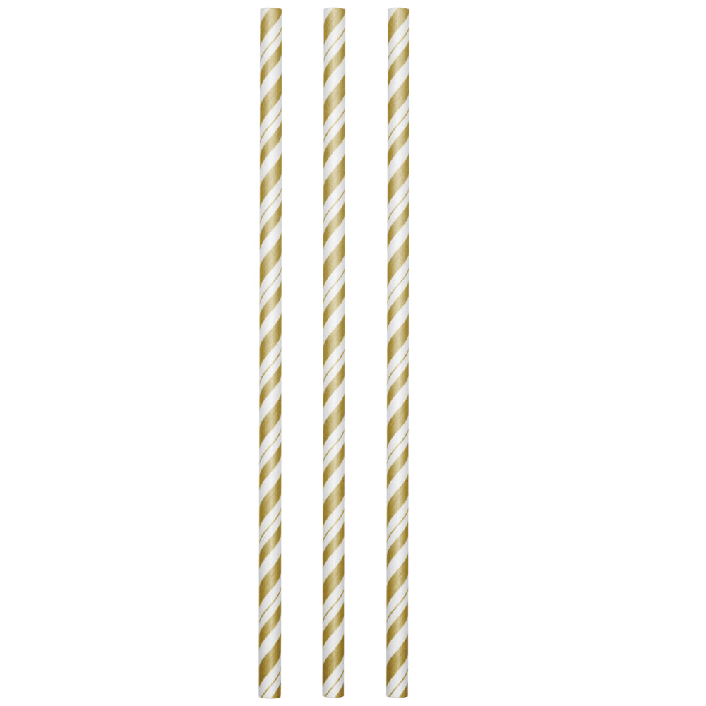 Gold and White Striped Straws