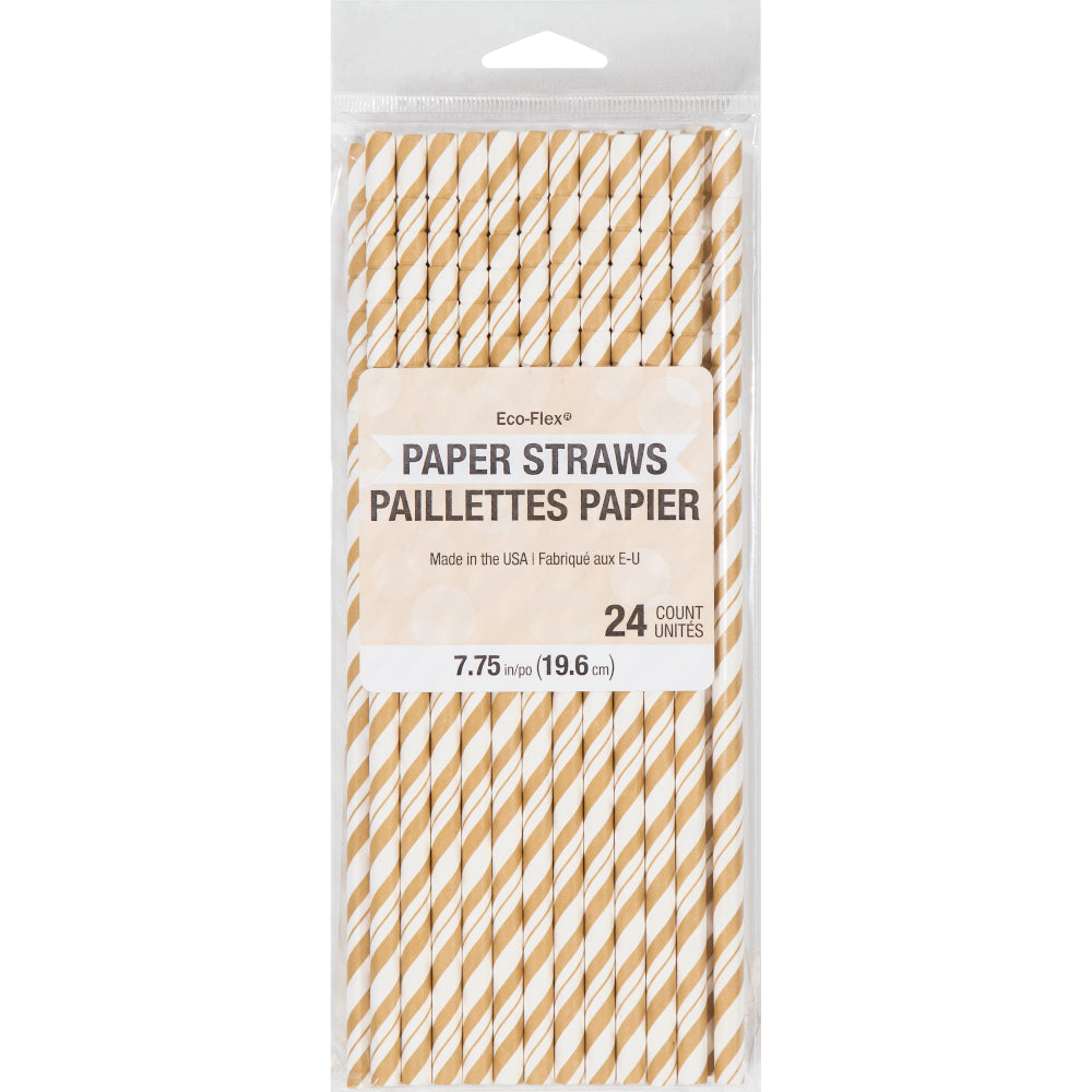 Gold and White Striped Straws