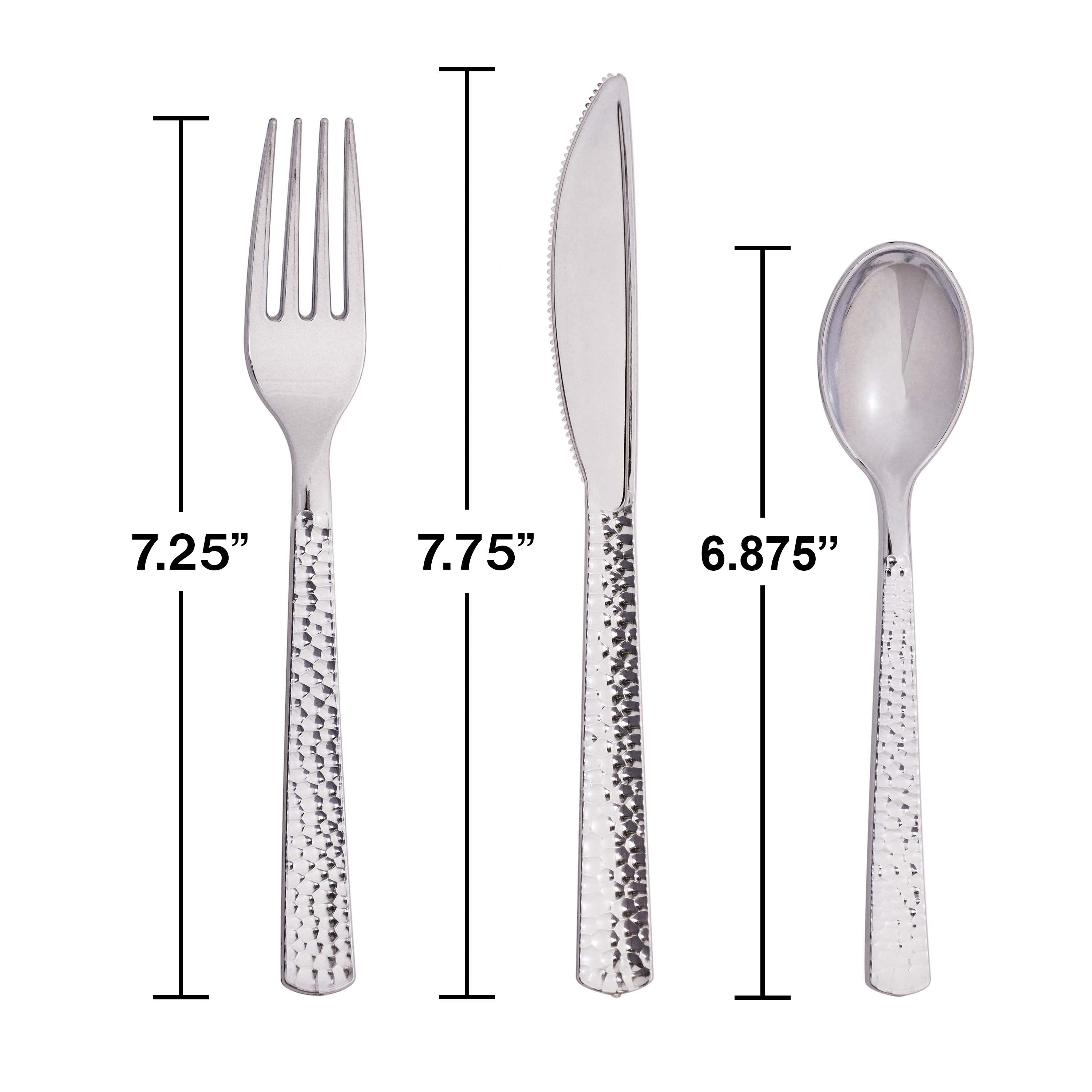 Silver Hammered Metal Cutlery Set