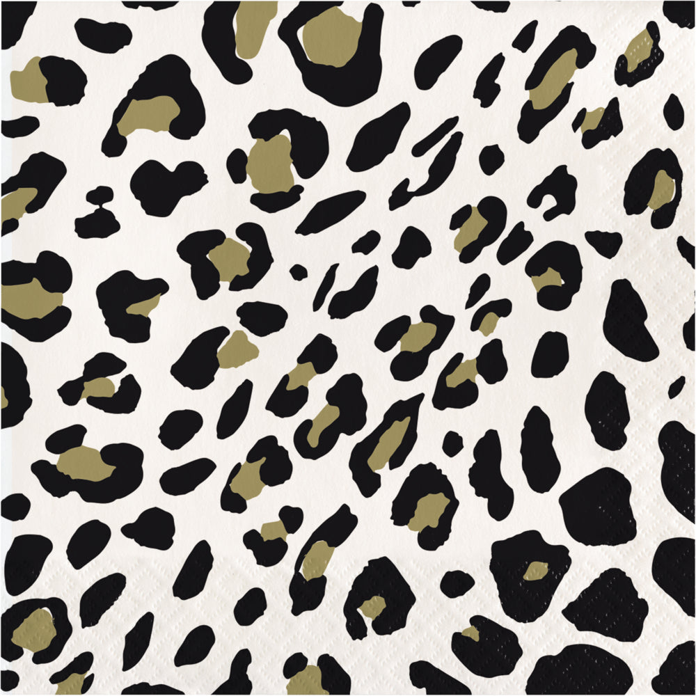 Gold Foil Leopard Dinner Napkins