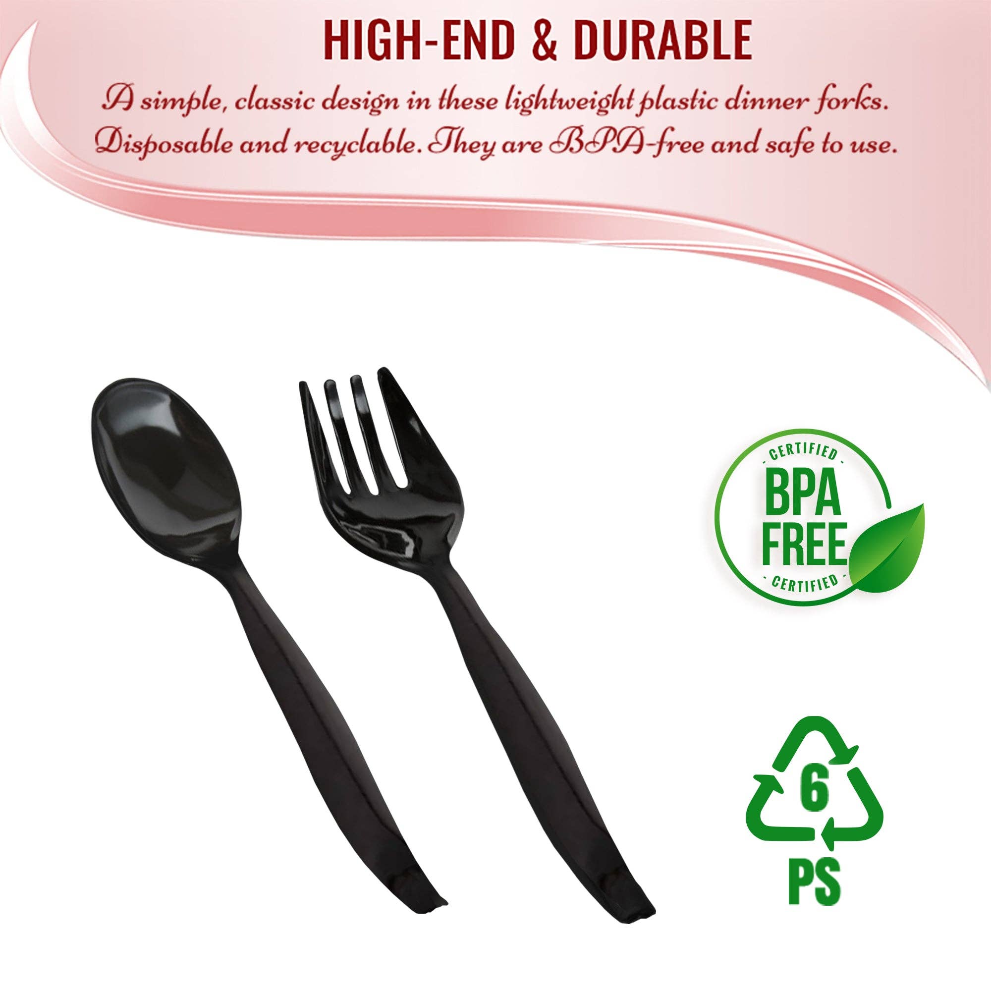 Black Disposable Plastic Serving Flatware Set