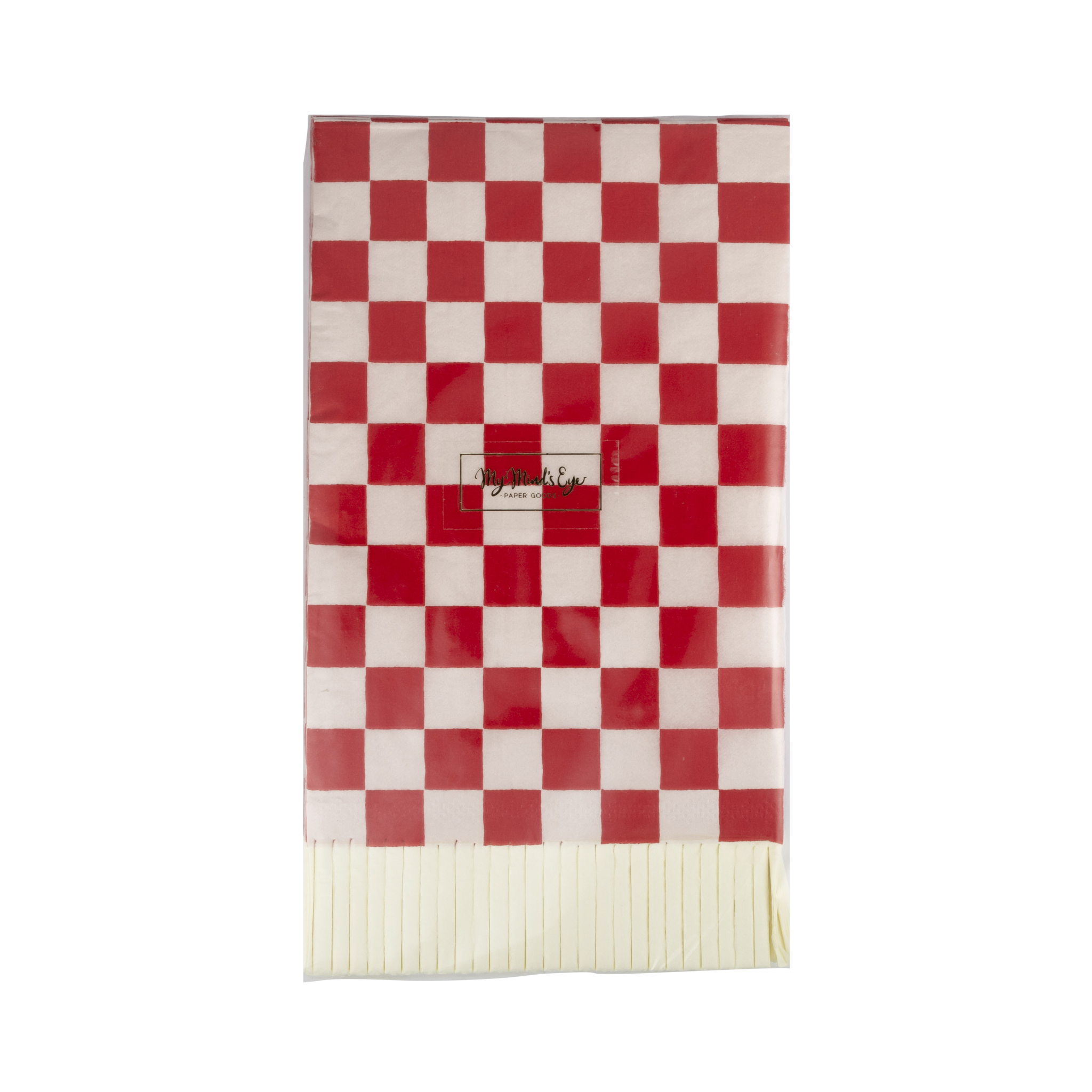 Red and Pink Checked Fringed Paper Dinner Napkins