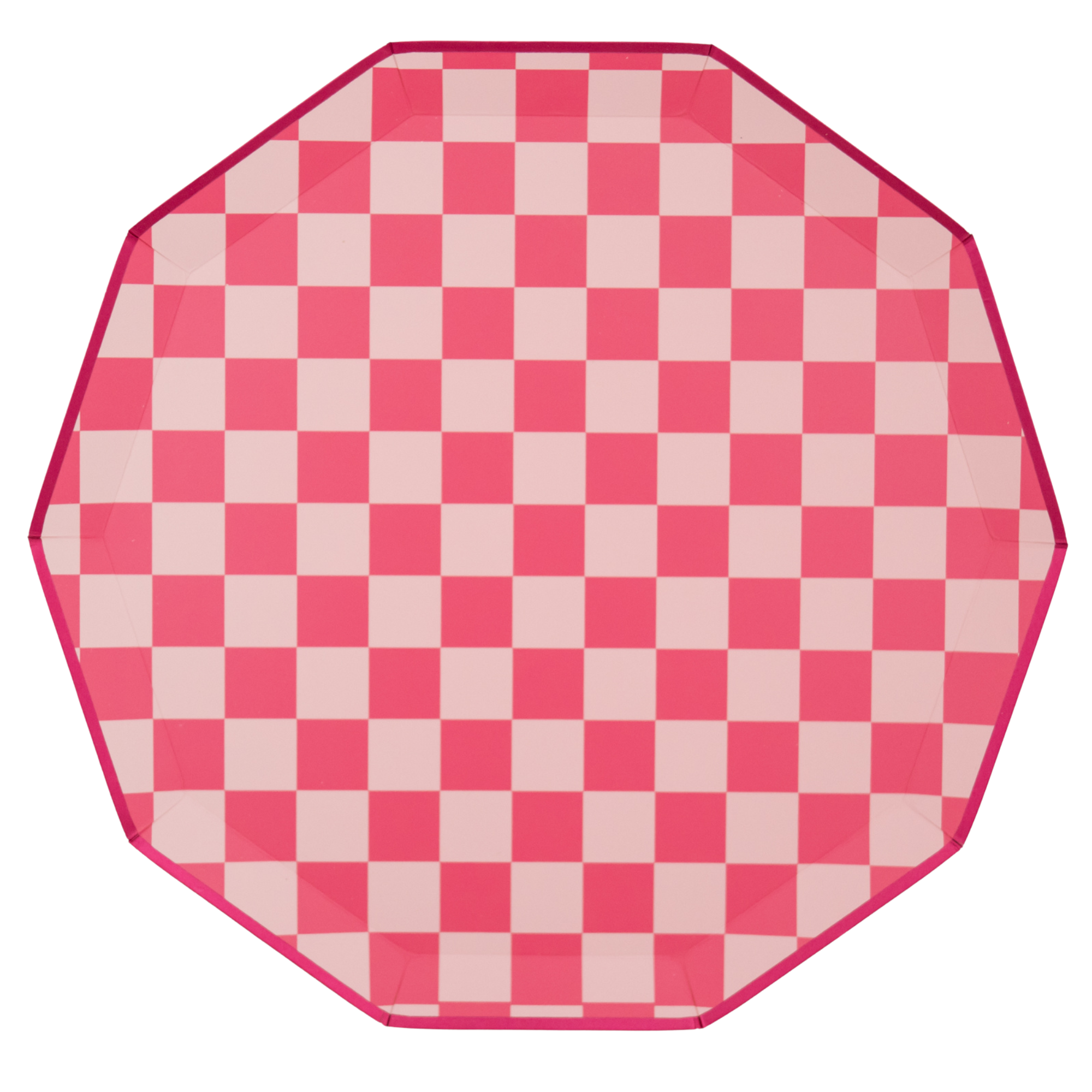 Pink Checkered Dinner Plates