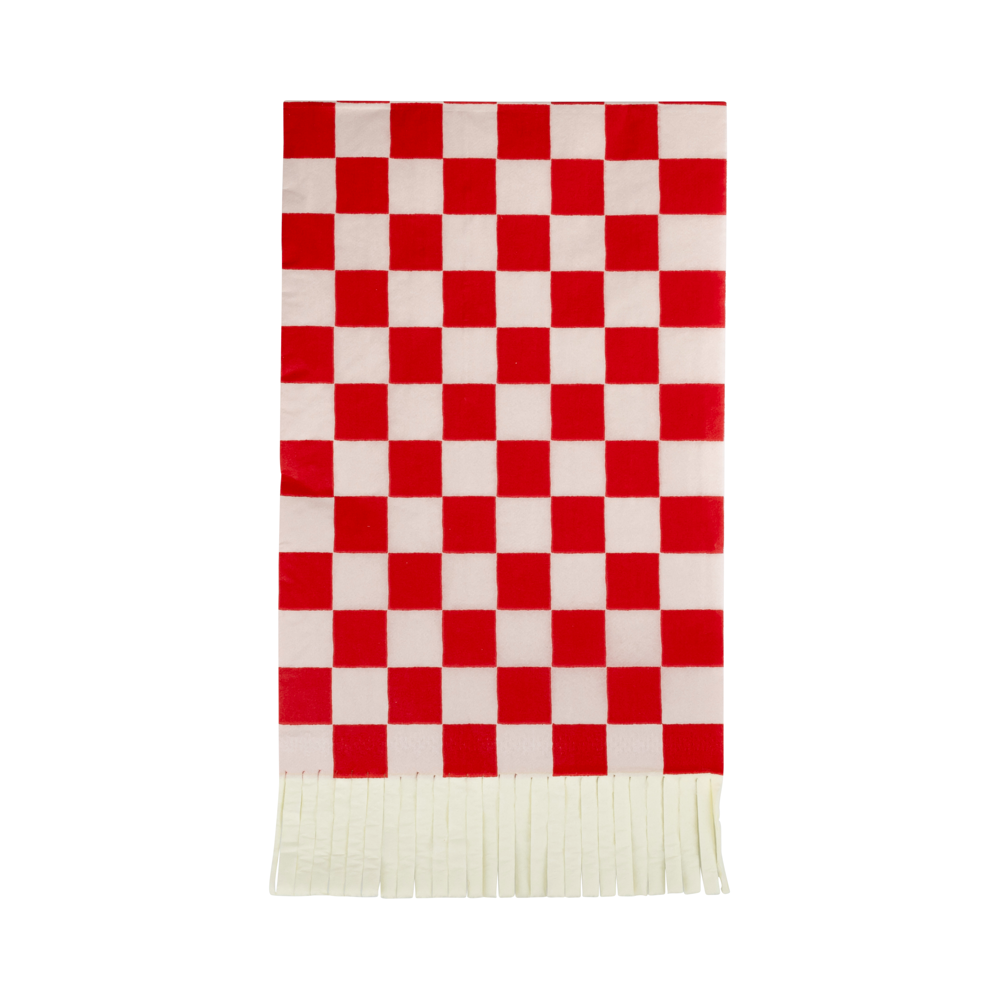Red and Pink Checked Fringed Paper Dinner Napkins