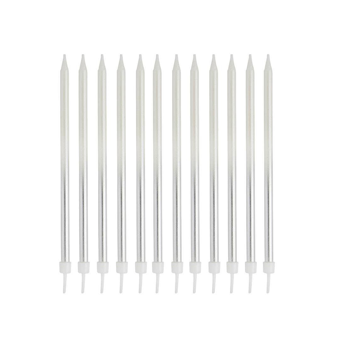 Silver Ombre Tall Skinny Wax Candles