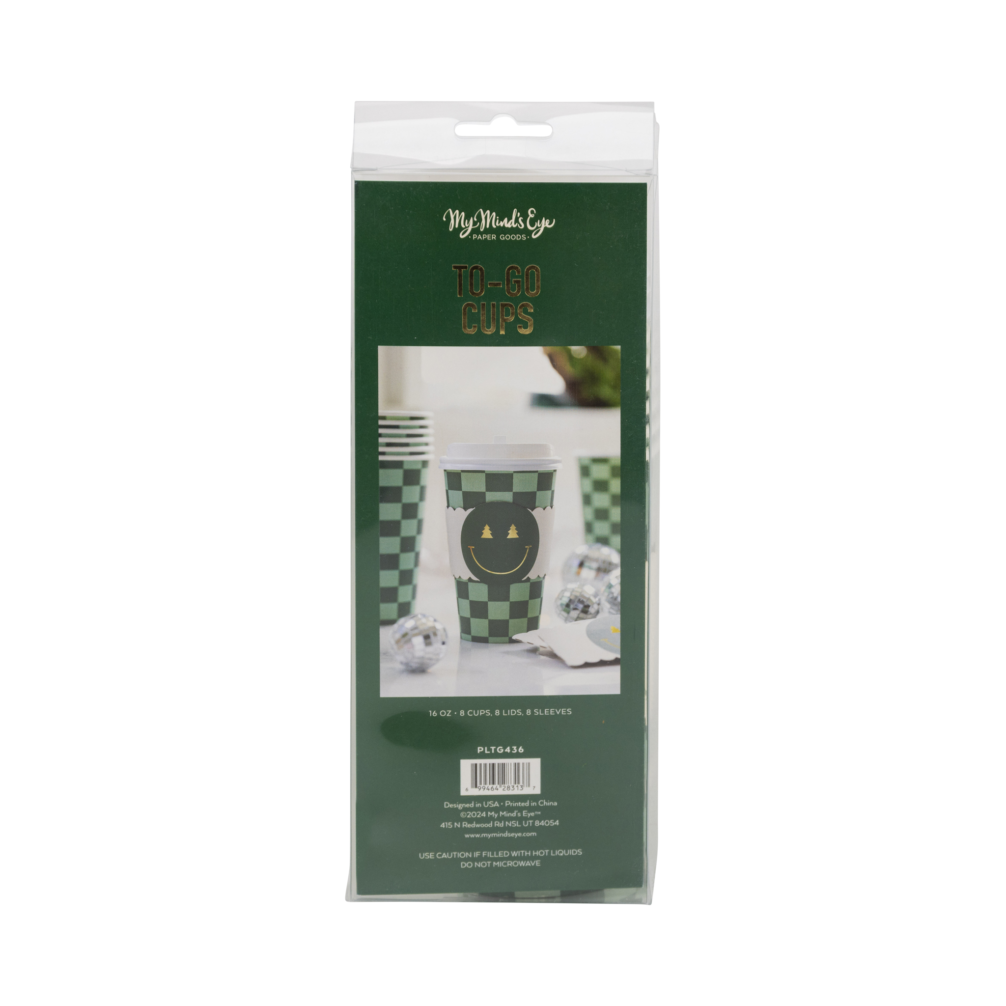 Checker Smiley Face To Go Cups - Set of 8