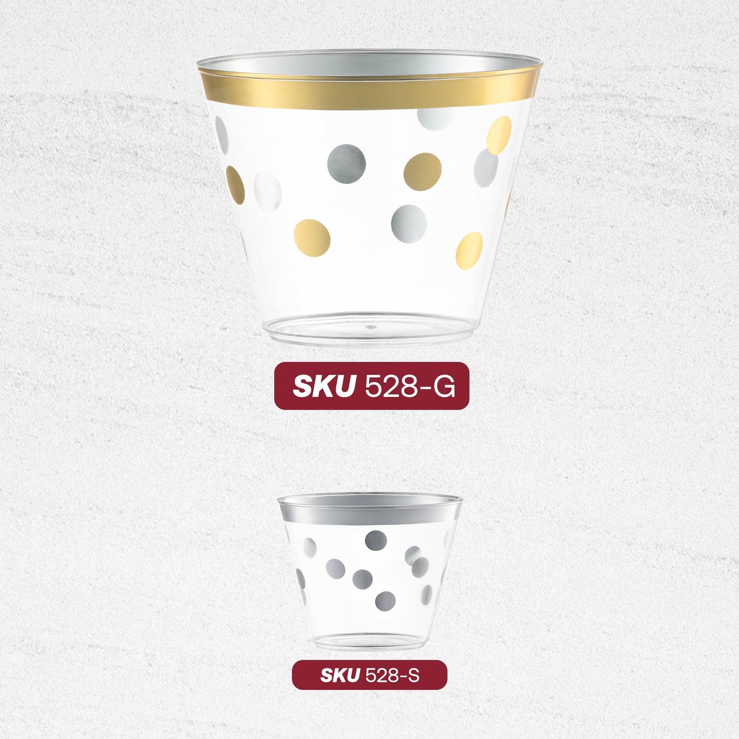 8 oz. Clear with Gold Dots Plastic Party Cups