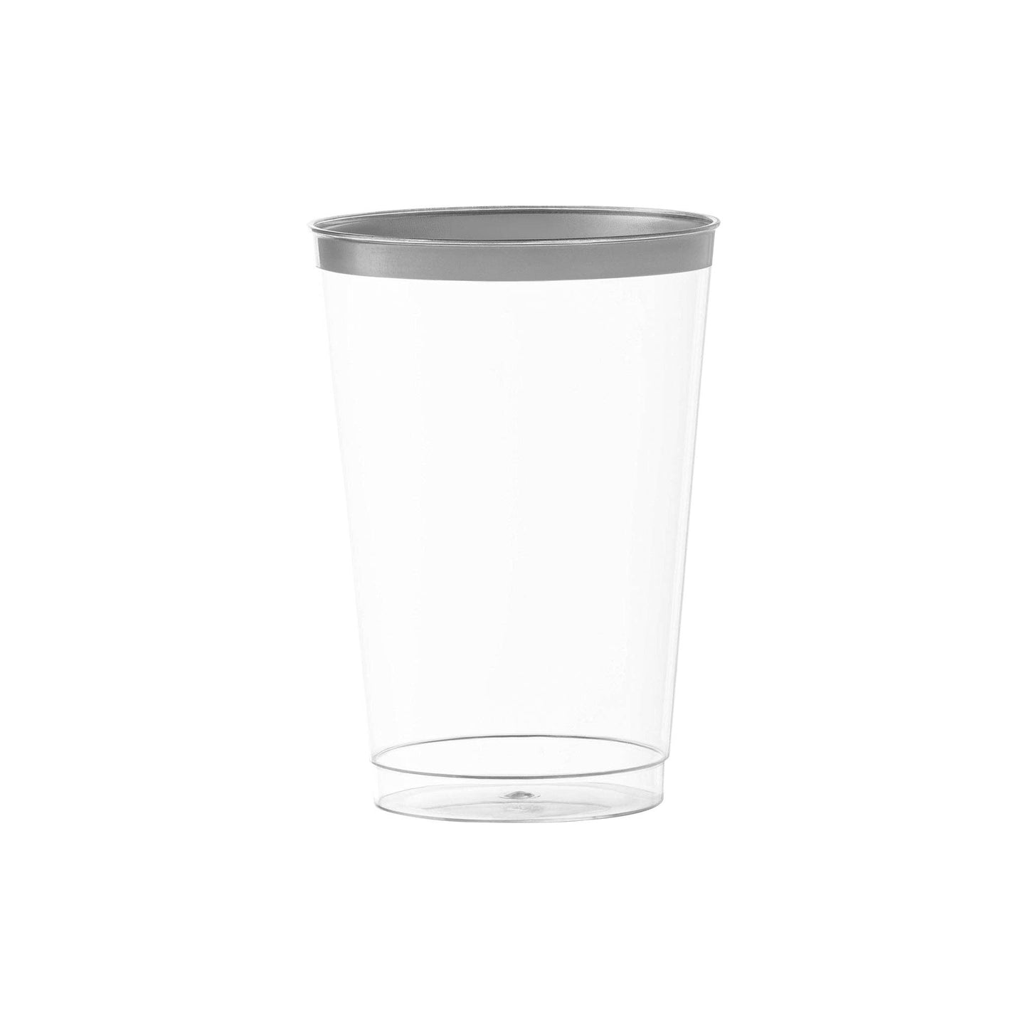 12 oz. Clear w/ Metallic Silver Rim Round Tumblers