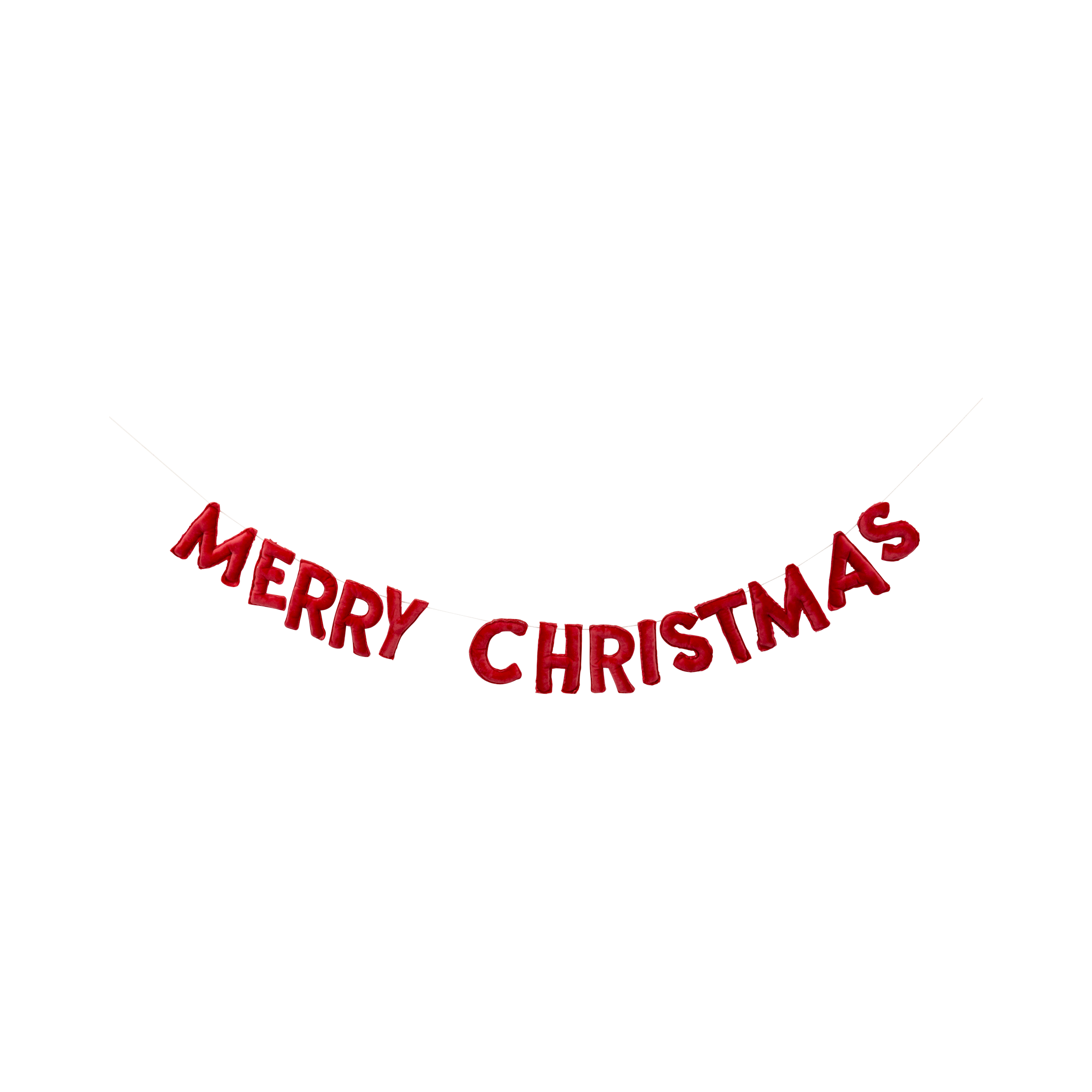 Puffy Red Velvet Merry Christmas Banner