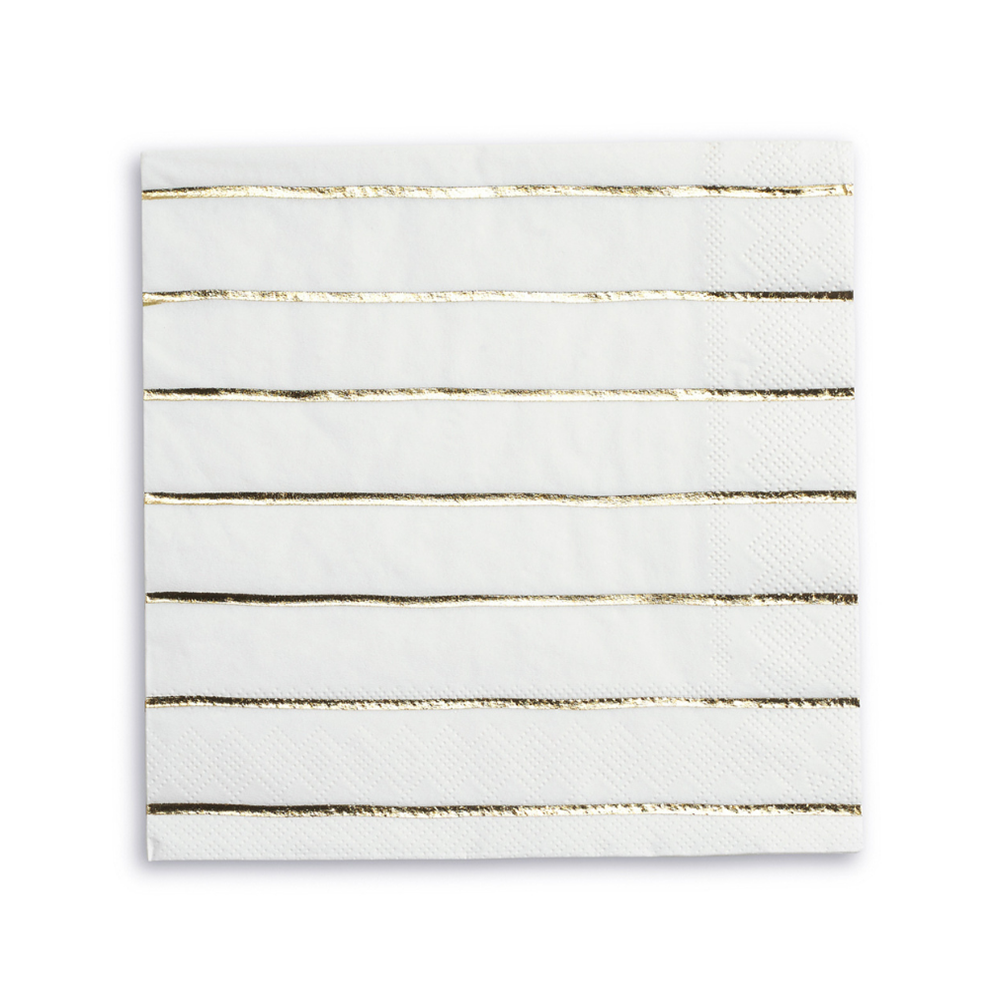 Frenchie Metallic Striped Cocktail Napkins - 16 Pack