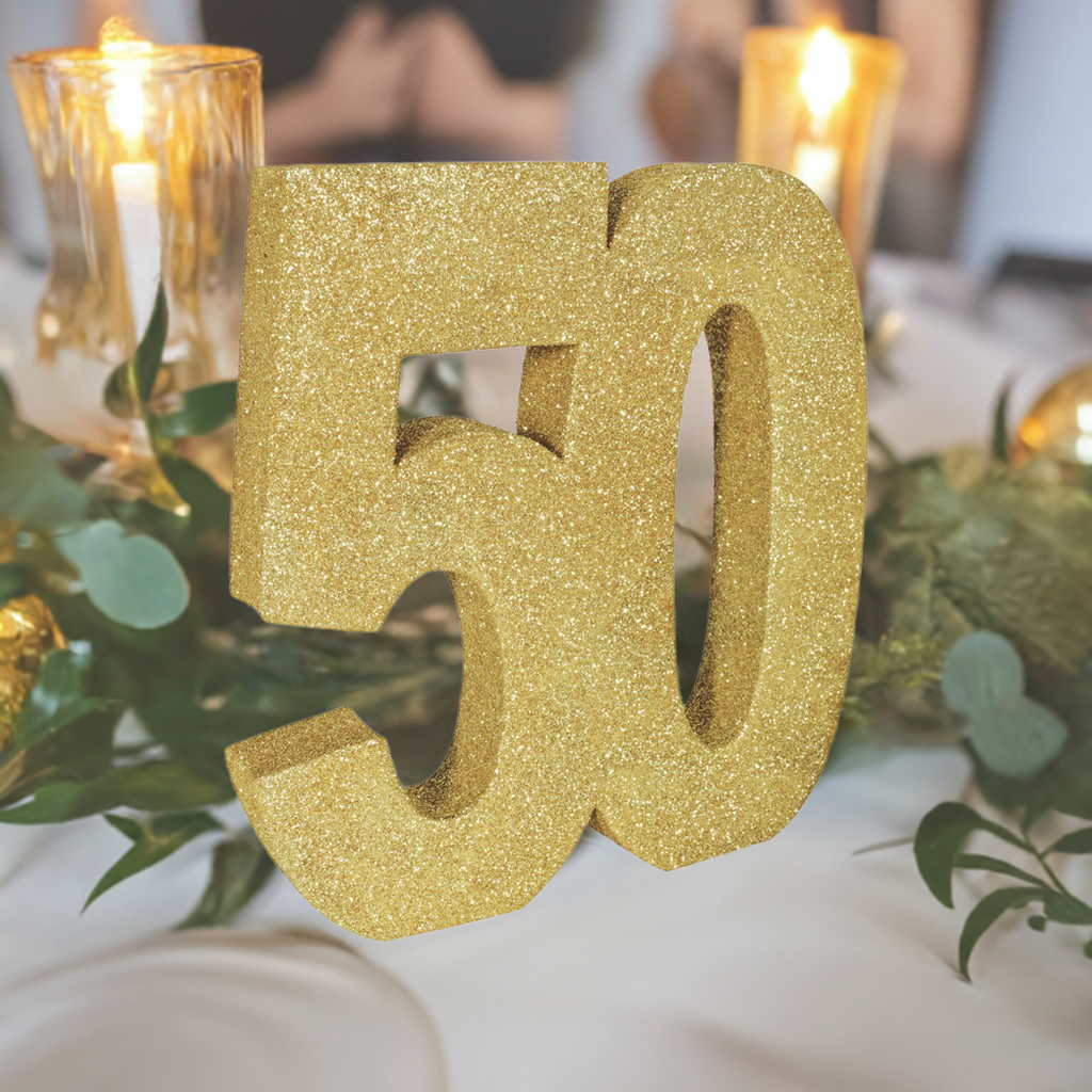 3-D Glittered "50" Centerpiece