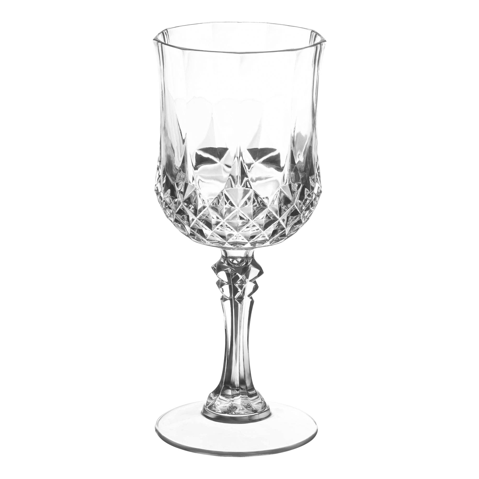8 oz. Crystal Cut Plastic Wine Glasses - Set of 4
