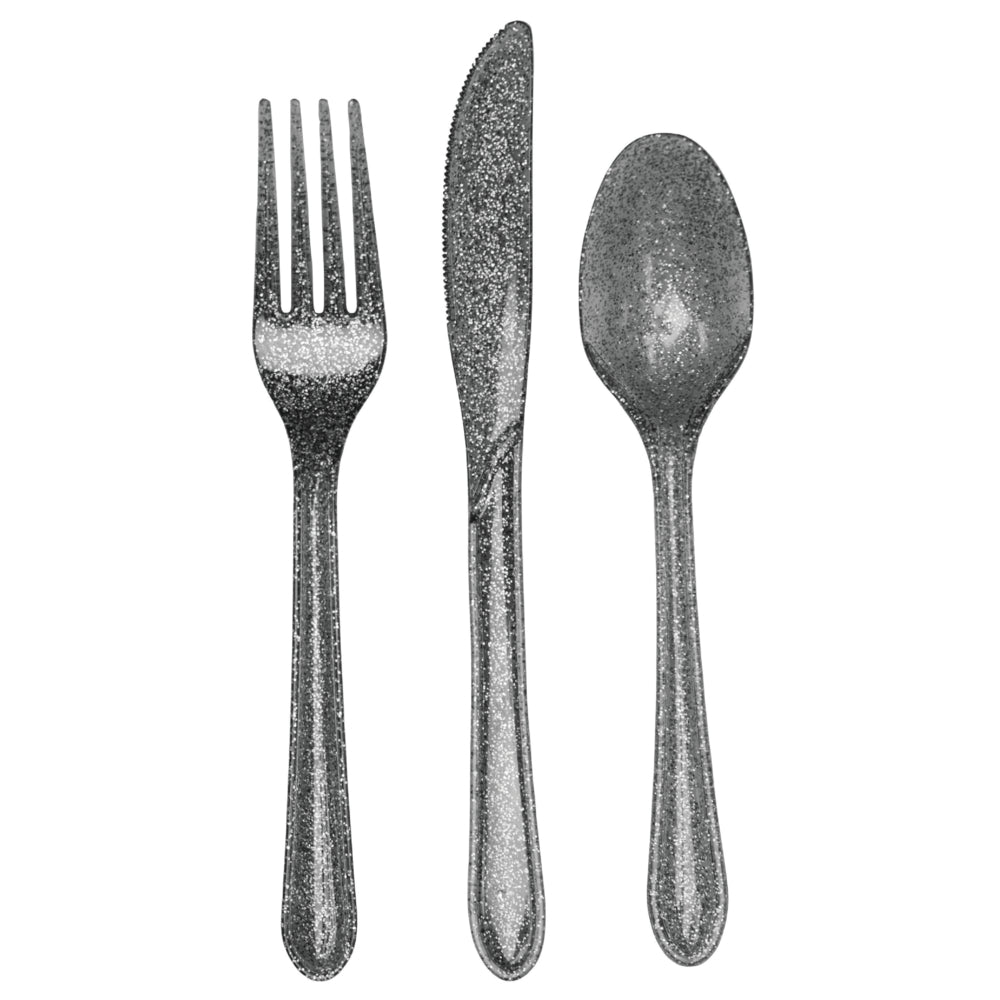 Glittery Silver Cutlery Set