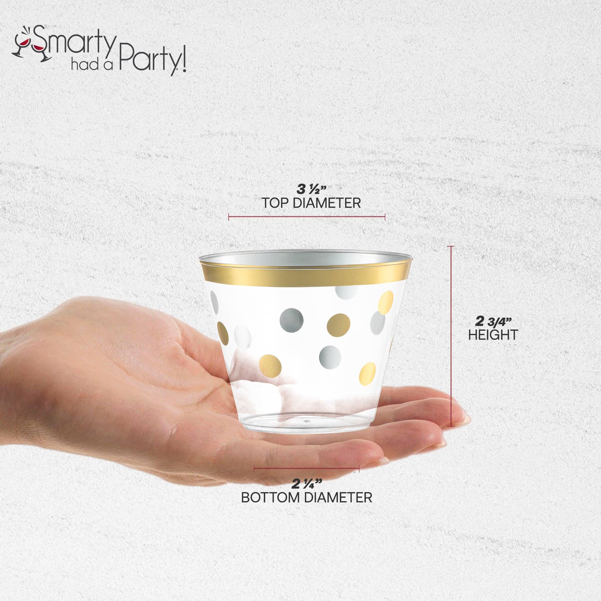 8 oz. Clear with Gold Dots Plastic Party Cups