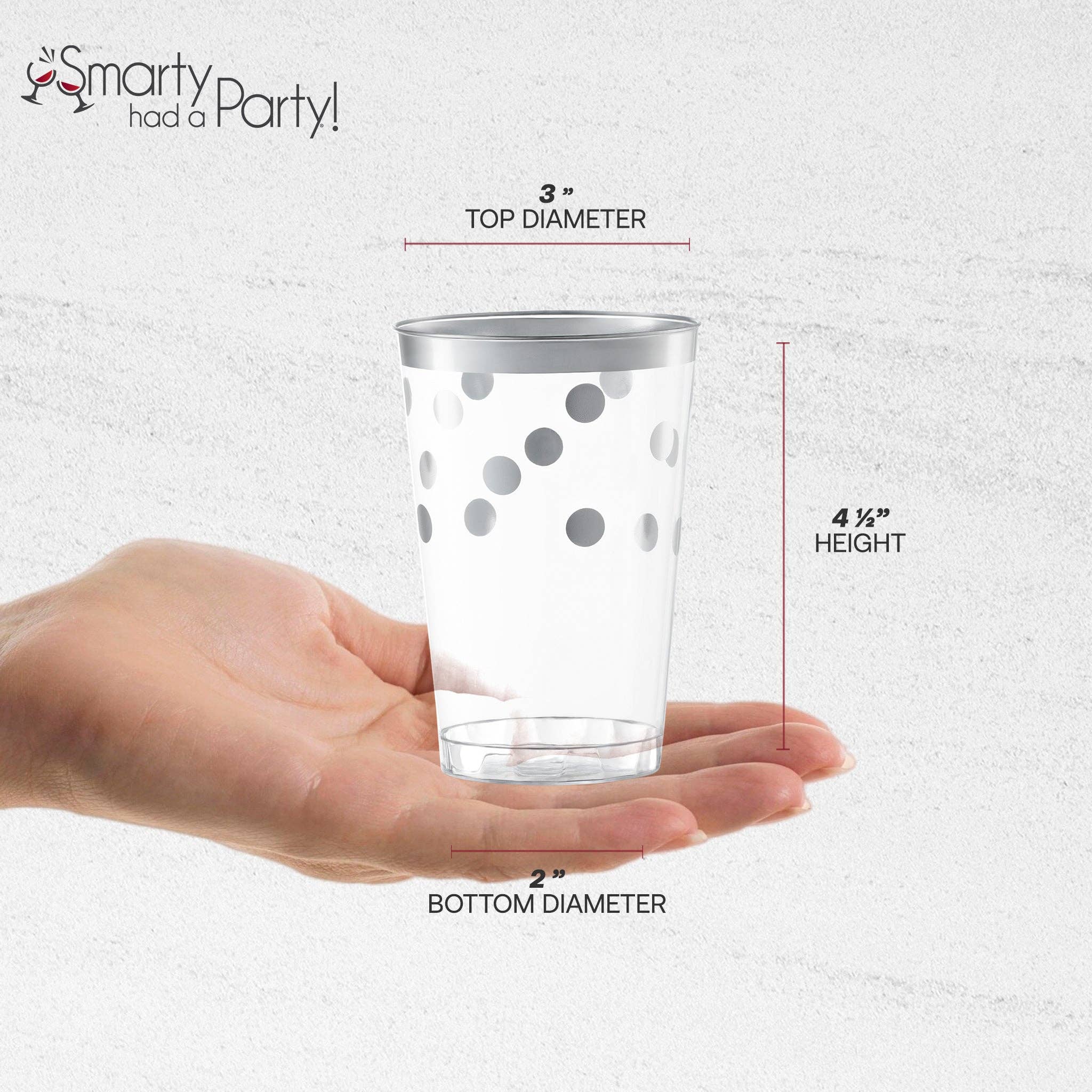 12 oz. Clear with Silver Dots Plastic Tumblers