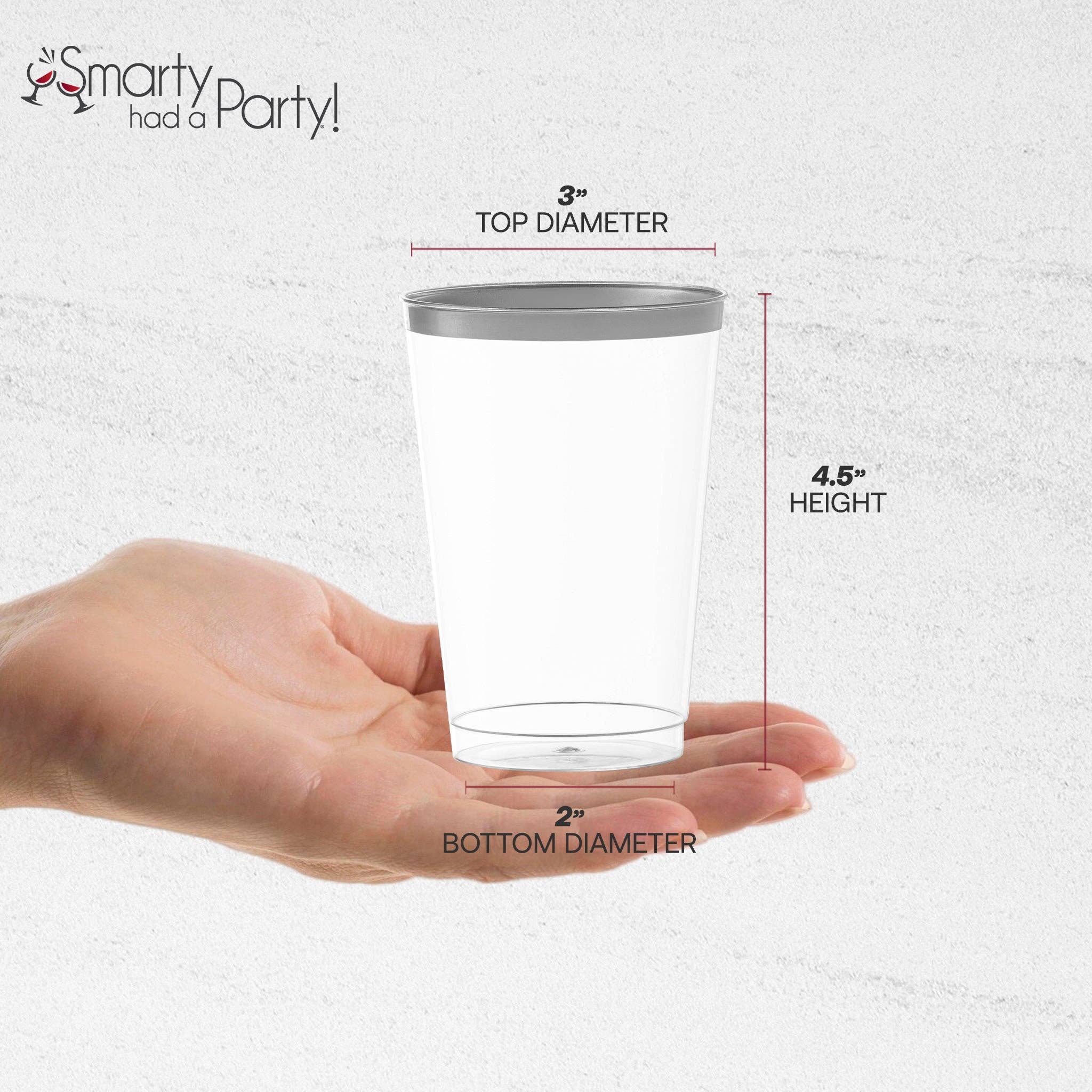 12 oz. Clear w/ Metallic Silver Rim Round Tumblers