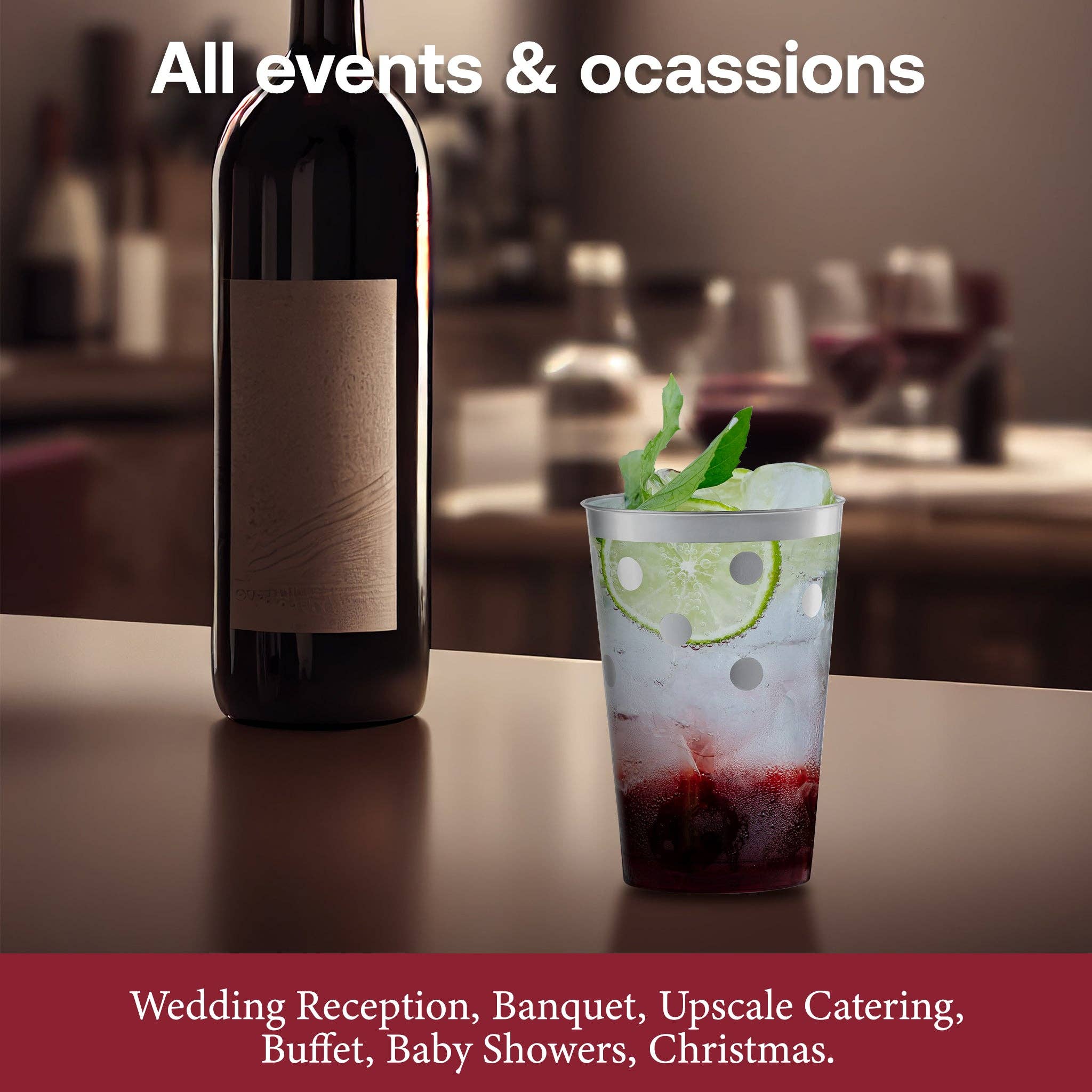 12 oz. Clear with Silver Dots Plastic Tumblers