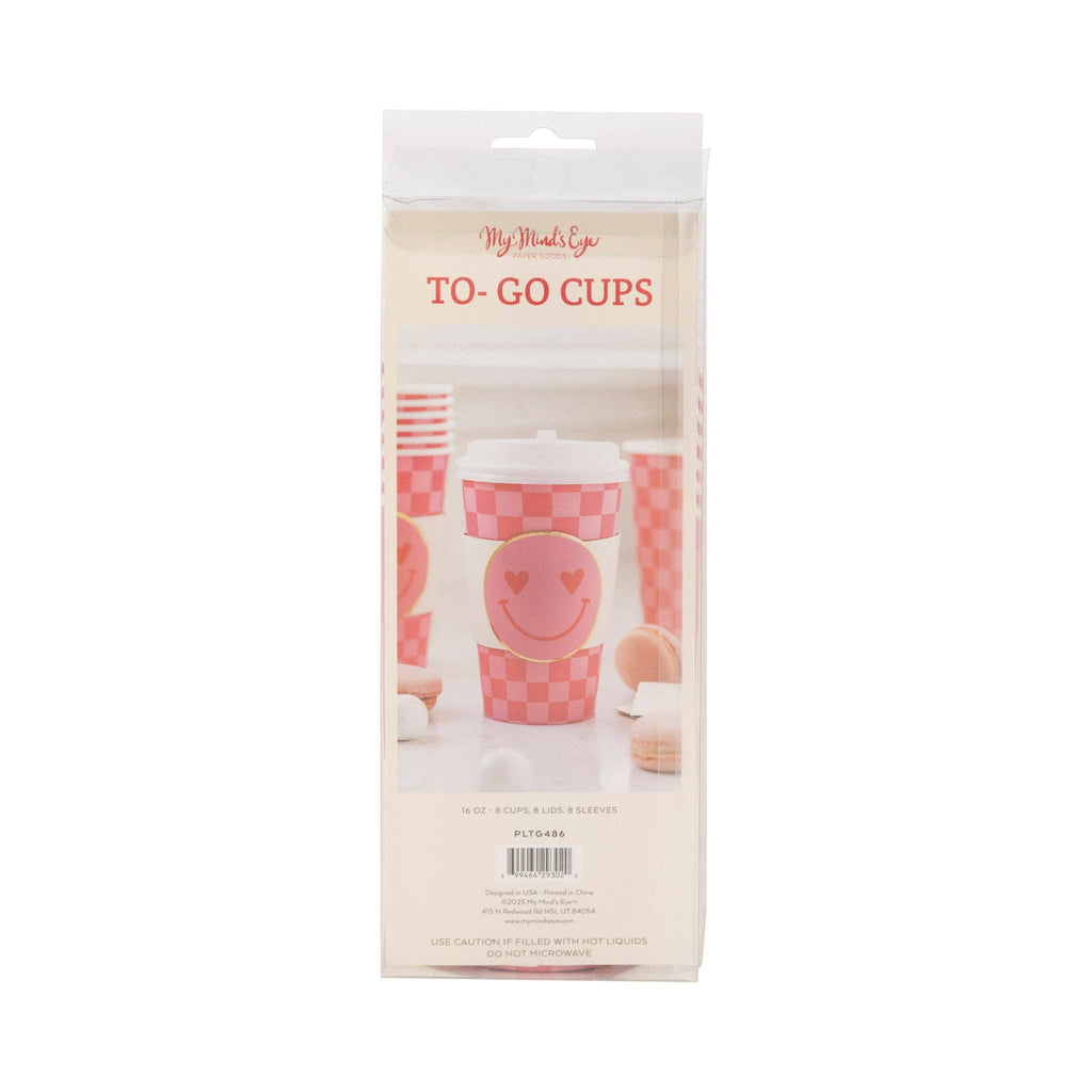 Checker Smiley Face To Go Cups
