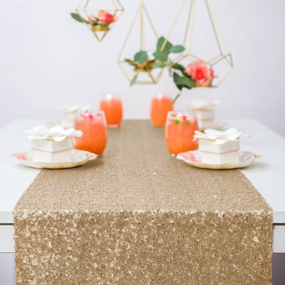 Modern Sparkle Sequin Table Runner - Metallic Gold