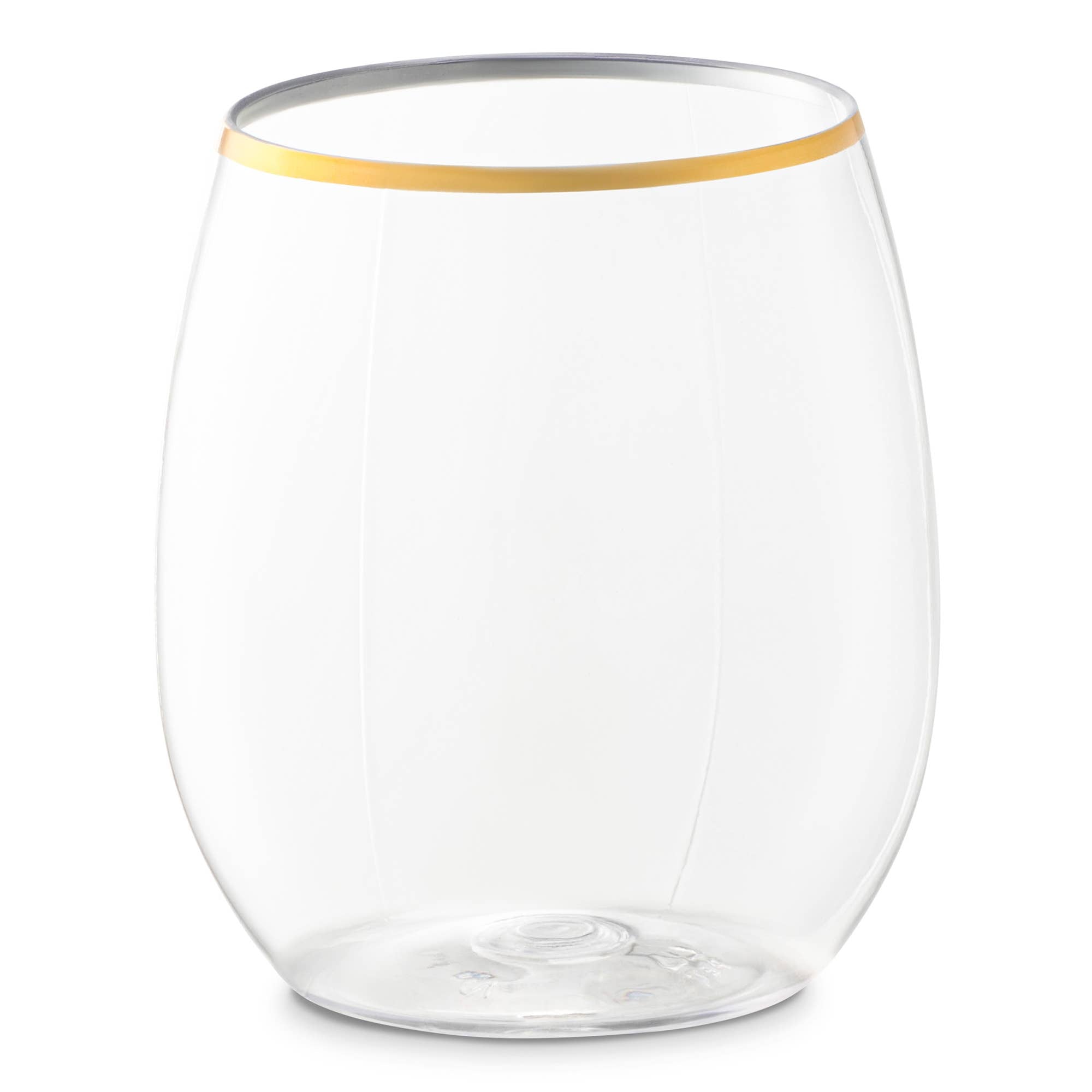 12 oz. Clear with Gold Plastic Wine Glasses