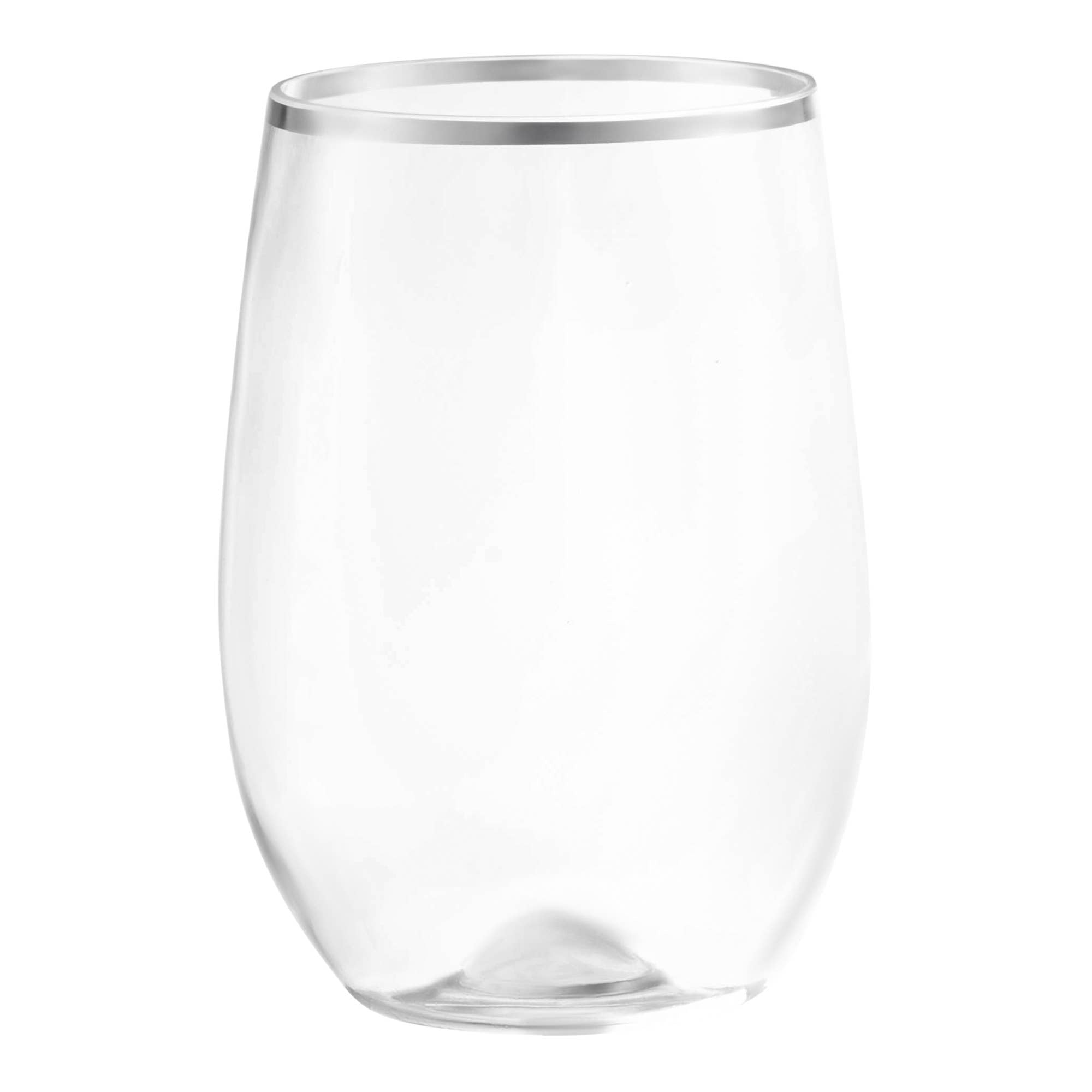 12 oz. Clear Silver Elegant Plastic Wine Glass