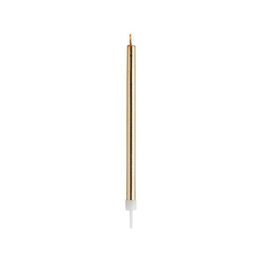 Gold Skinny Candles & Holders - Set of 12