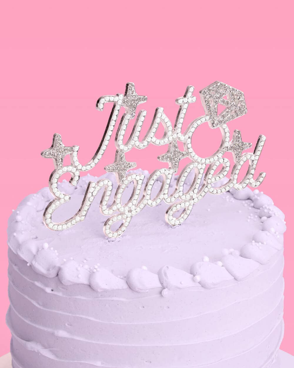 Just Engaged Topper Pearl + Crystal Cake Topper