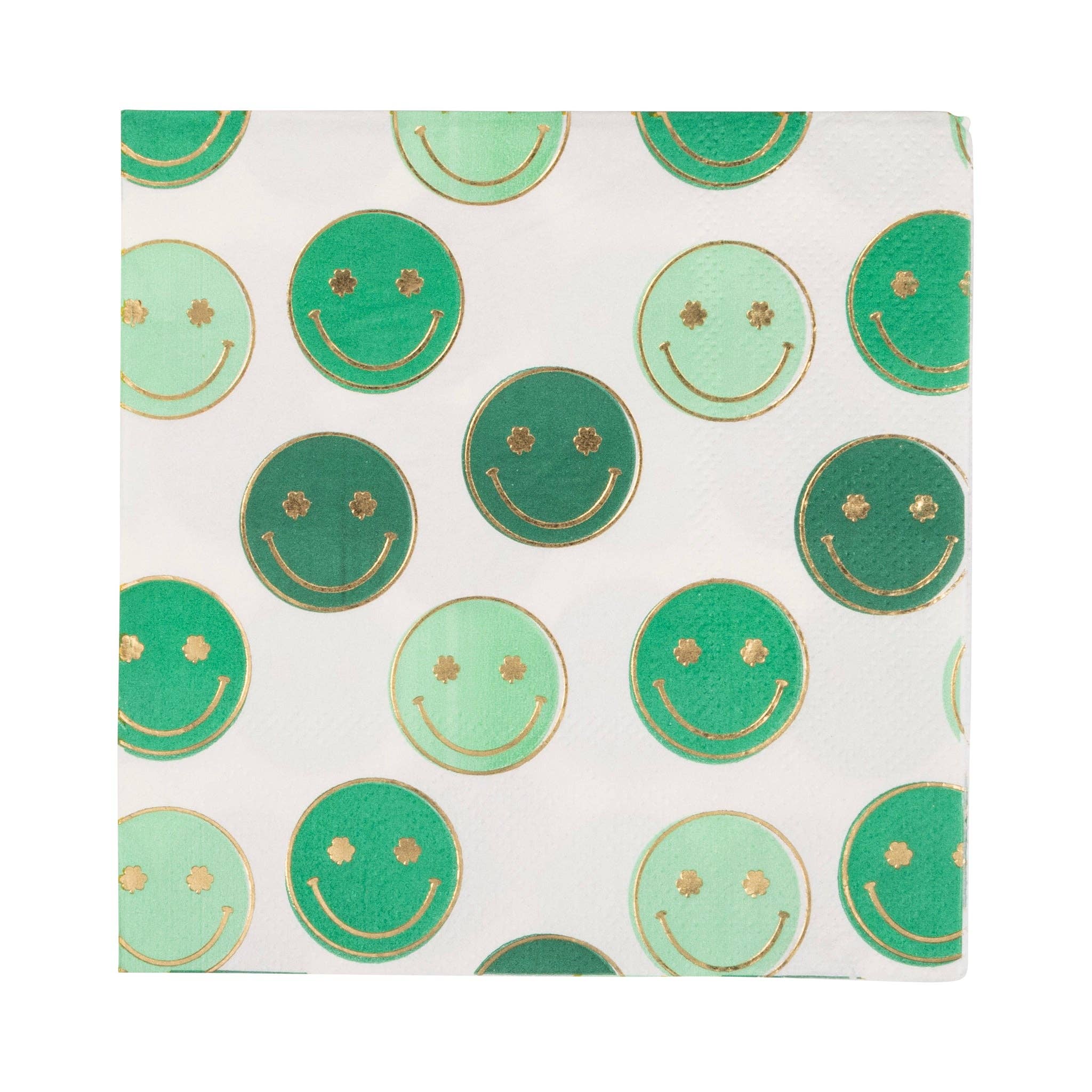Foil Smiley Shamrocks Cocktail Napkin