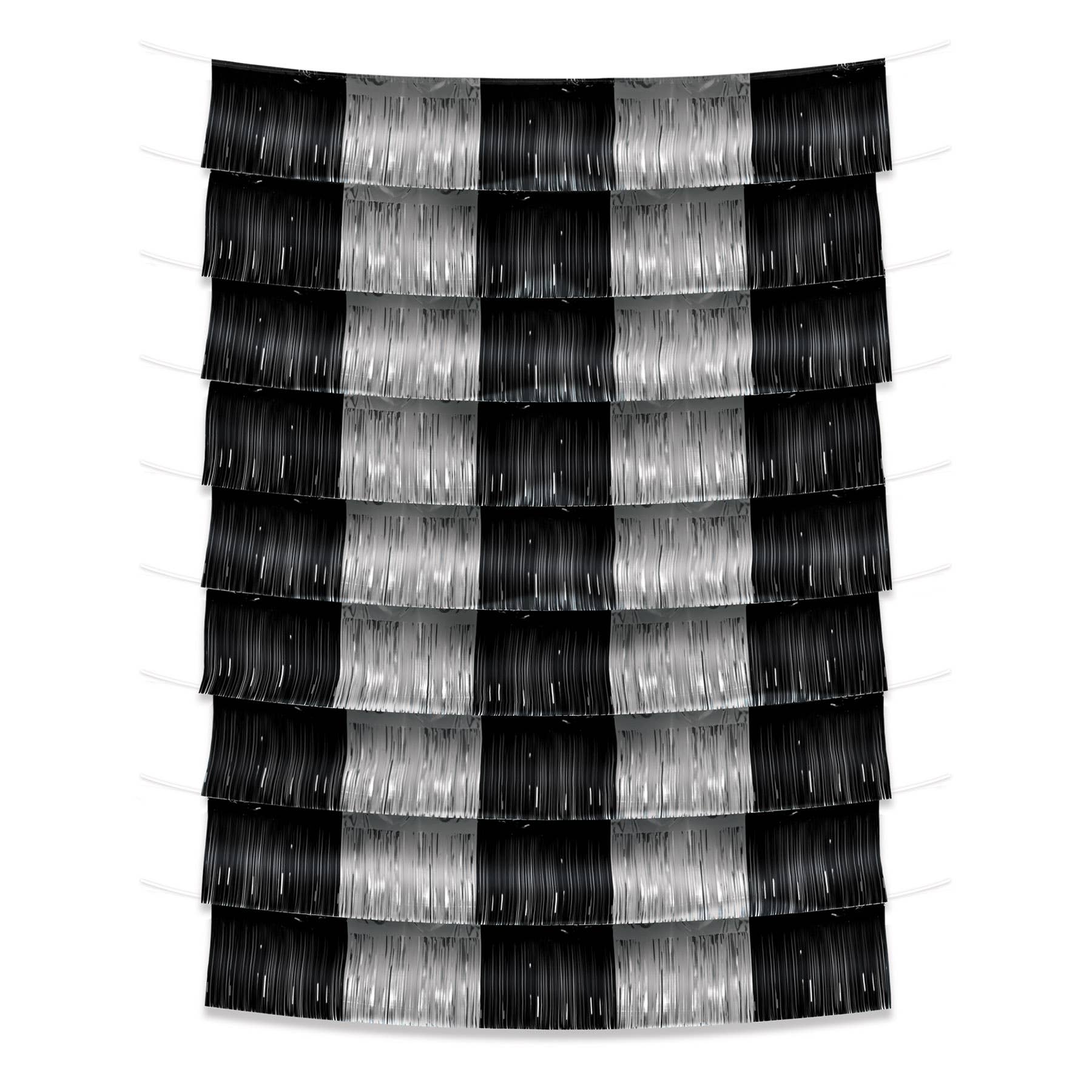 Black + Silver Metallic Fringe Backdrop