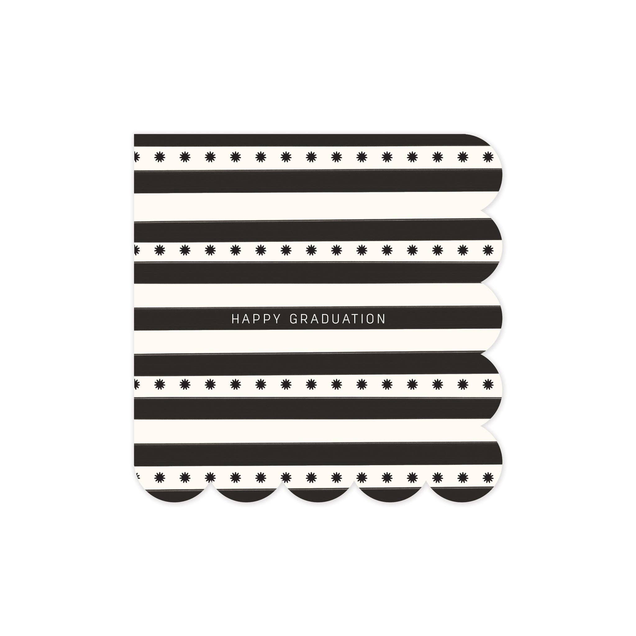 Happy Graduation Stripe Scallop Cocktail Napkin