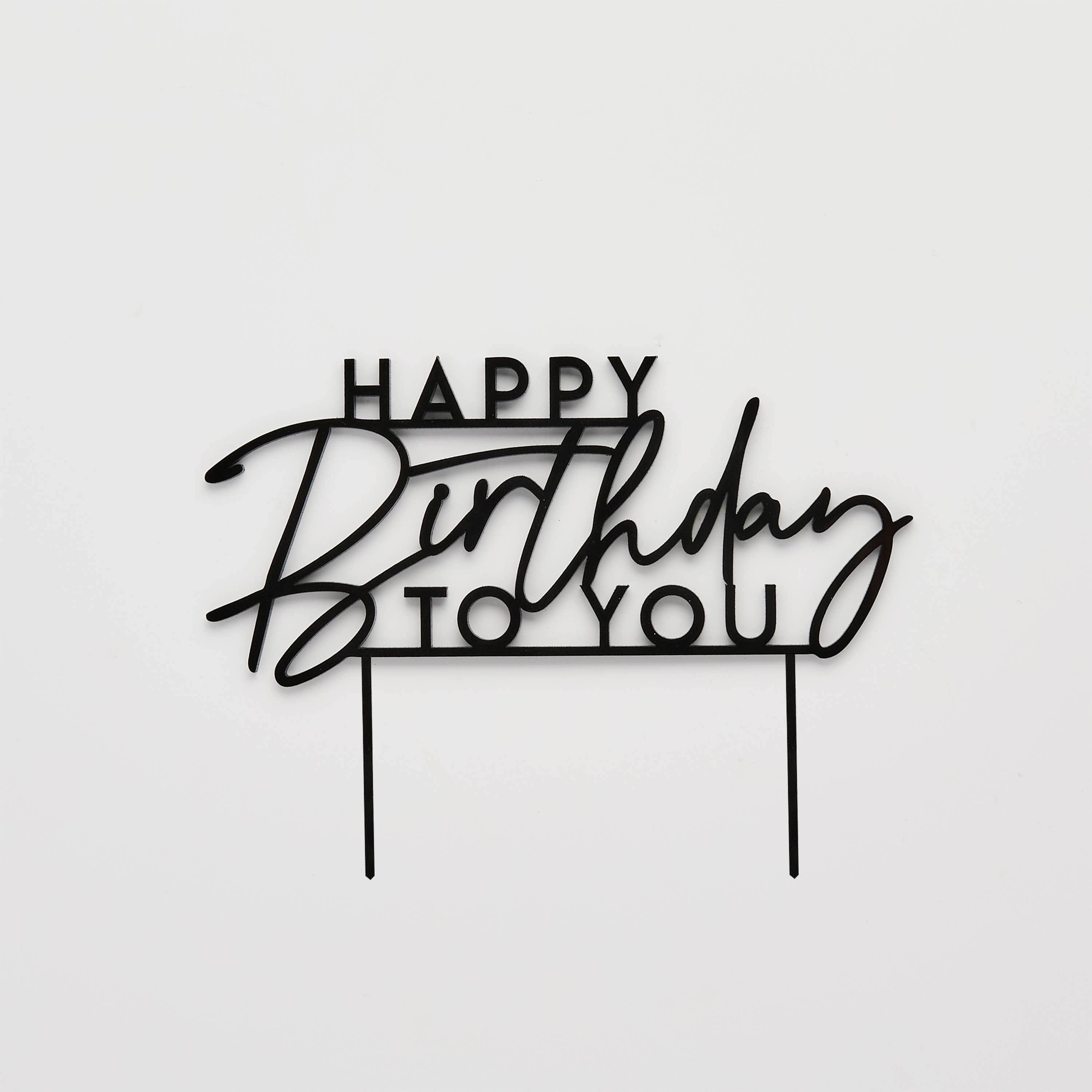 Black 'Happy Birthday To You' Cake Topper
