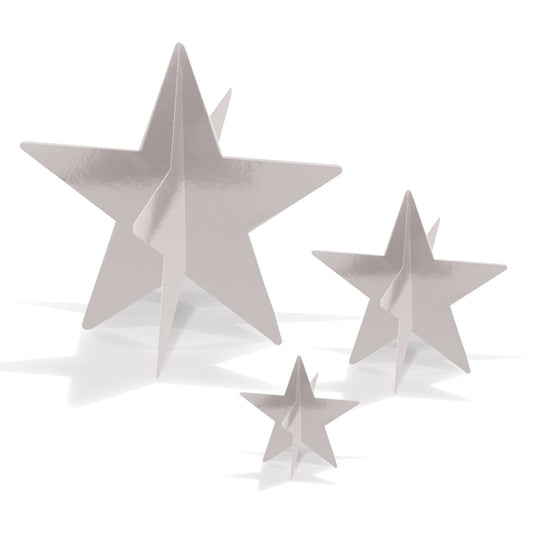 Silver 3D Foil Star Centerpieces