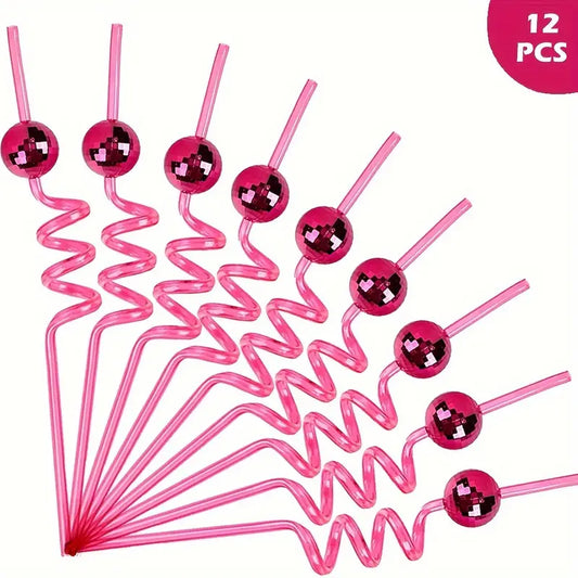 Disco Pink Swirly Straw