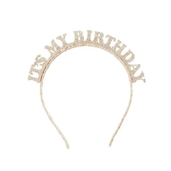 Gold Glitter 'Its My Birthday' Headband
