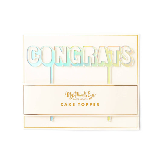 Holographic Congrats Cake Topper