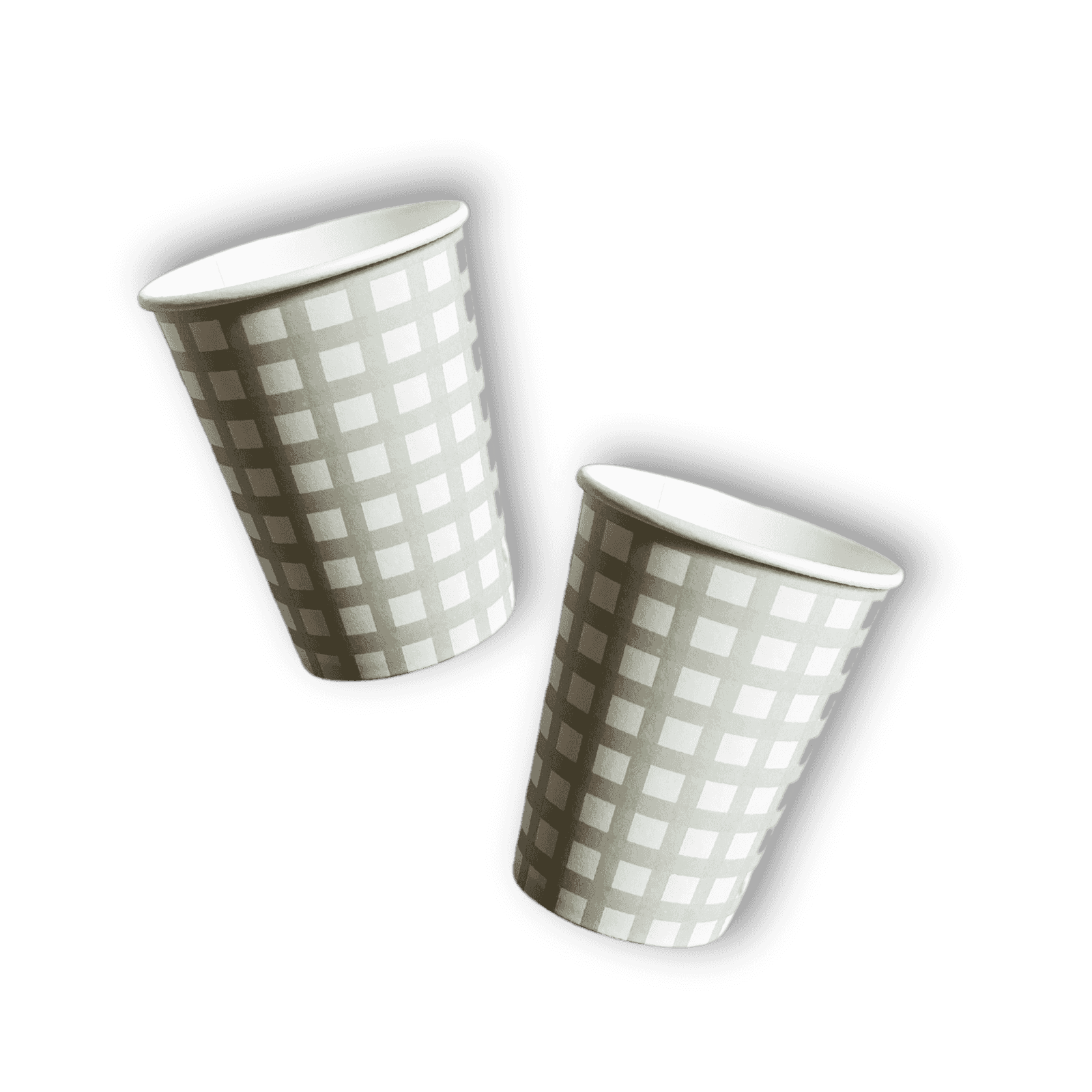Green Gingham Cups - Pack of 8