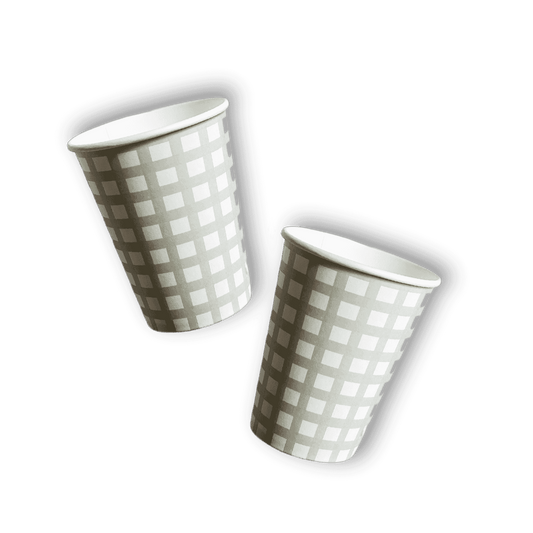 Green Gingham Cups - Pack of 8