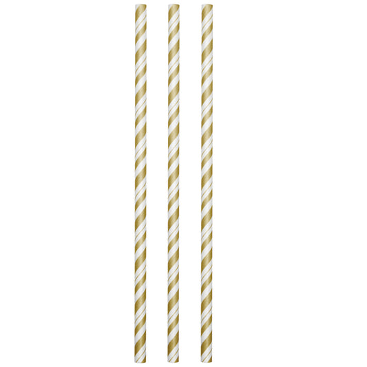 Gold and White Striped Straws