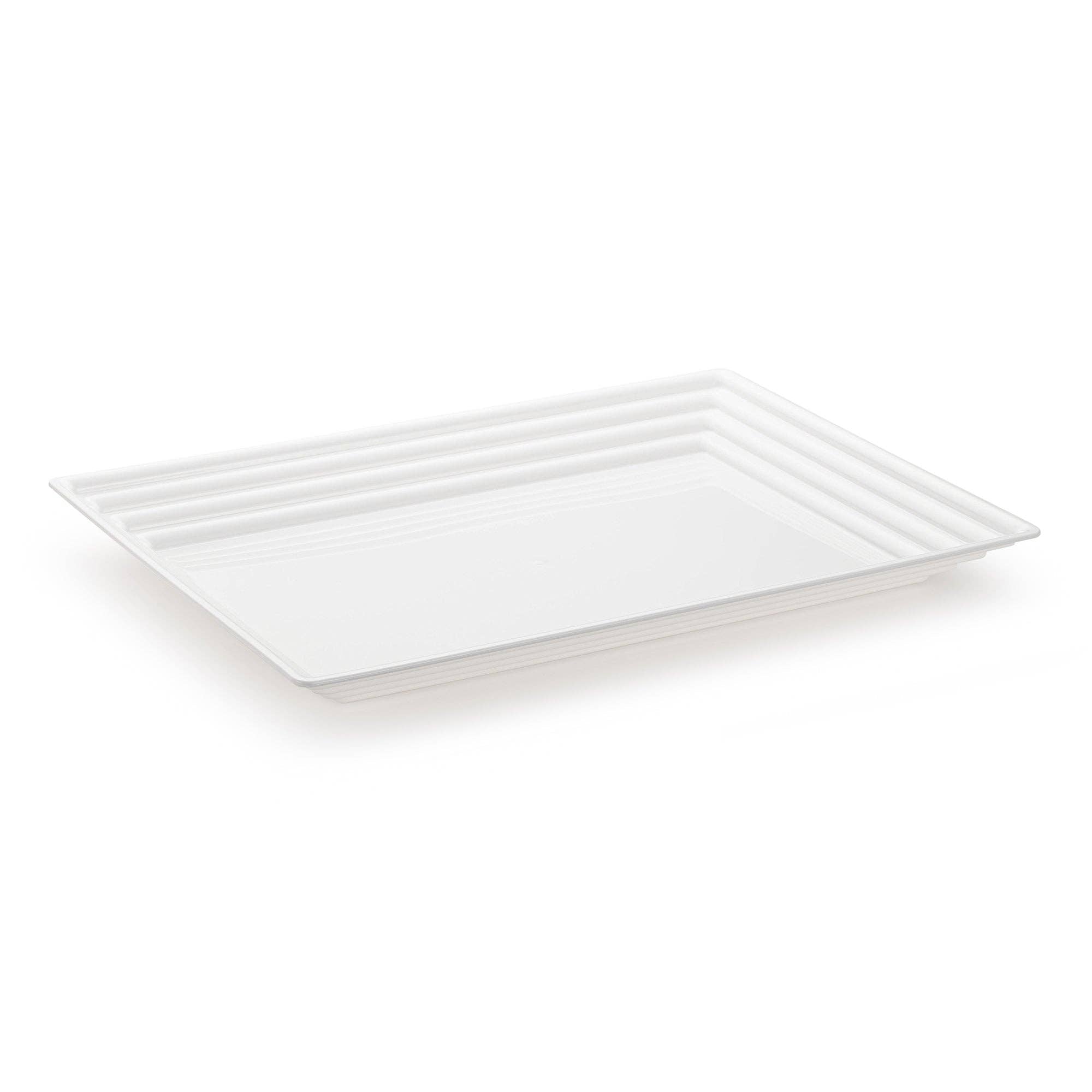 11" x 16" White Rectangular Plastic Serving Trays