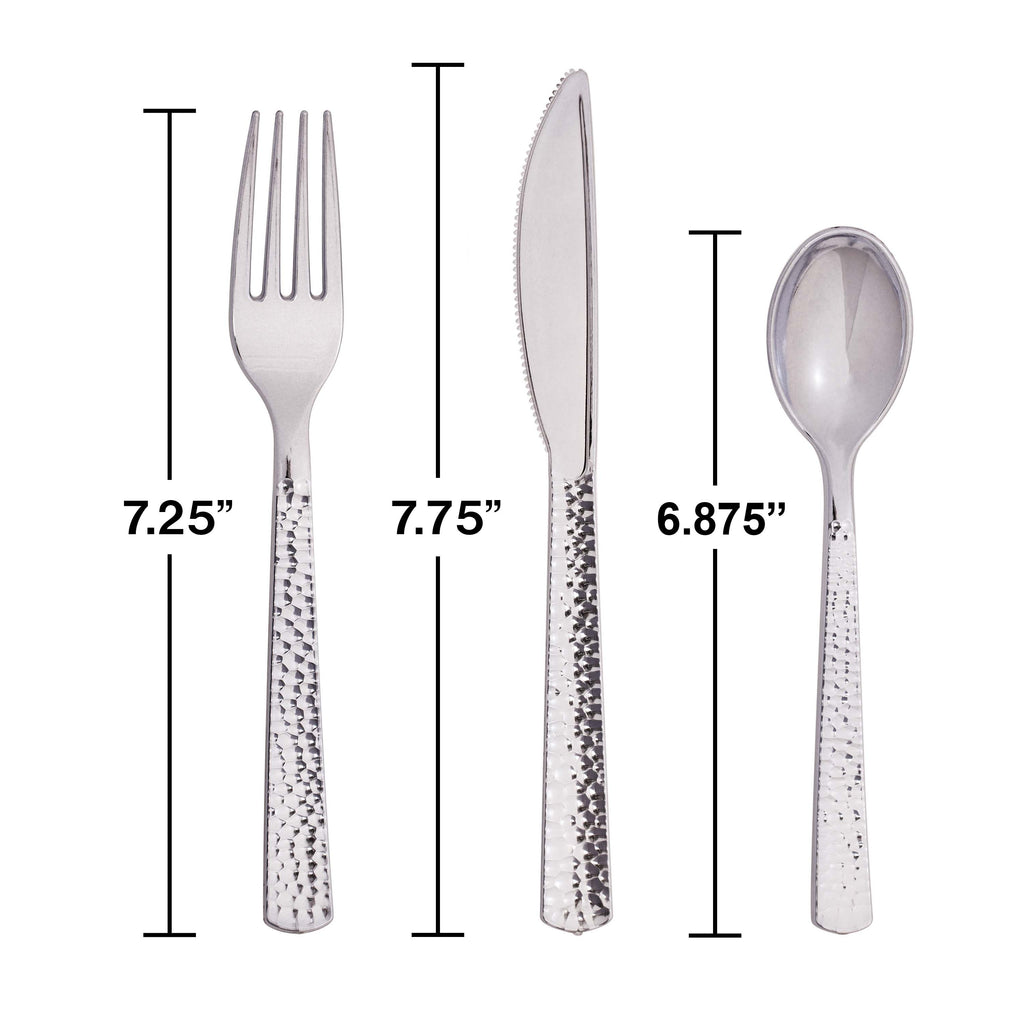 Silver Hammered Metal Cutlery Set