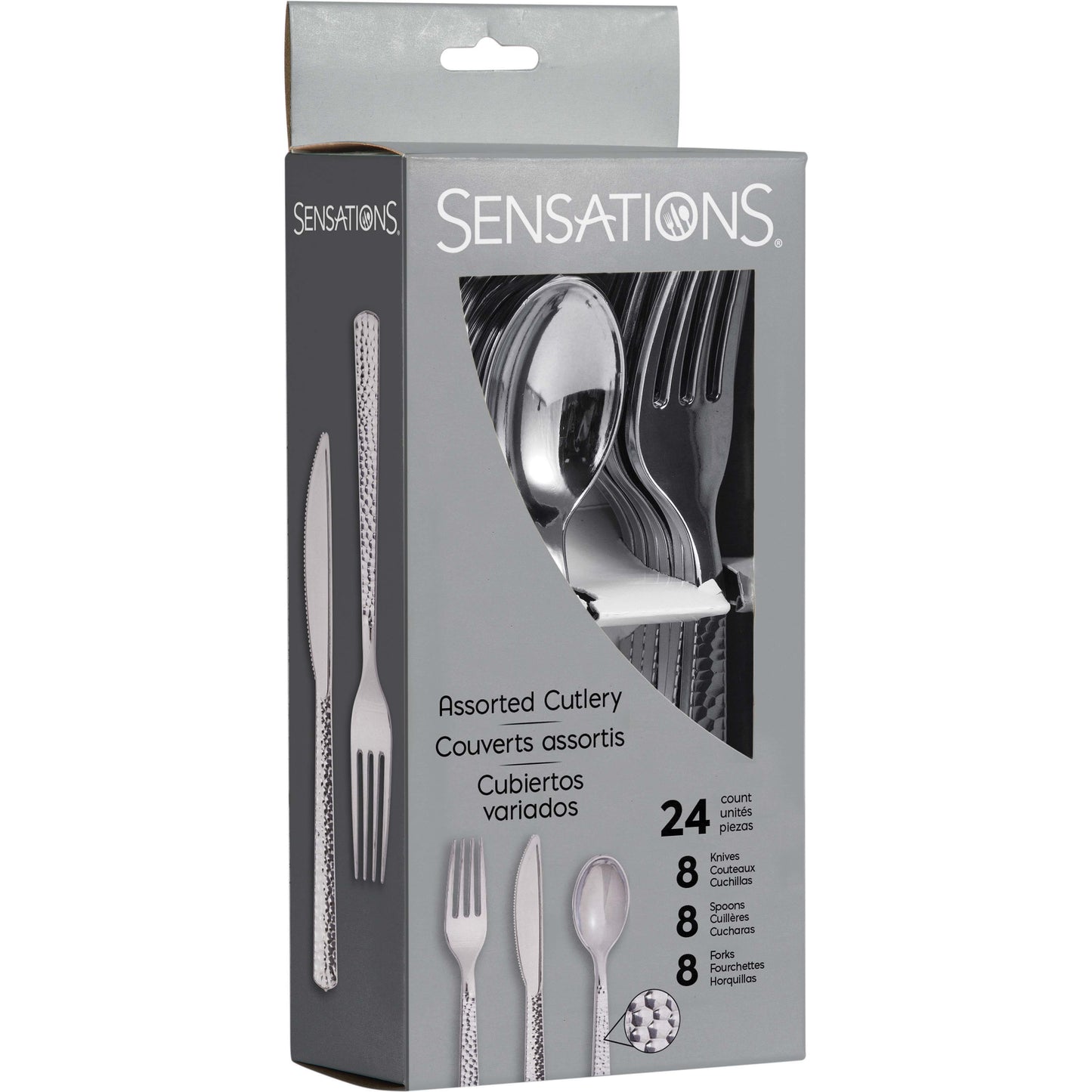 Silver Hammered Metal Cutlery Set