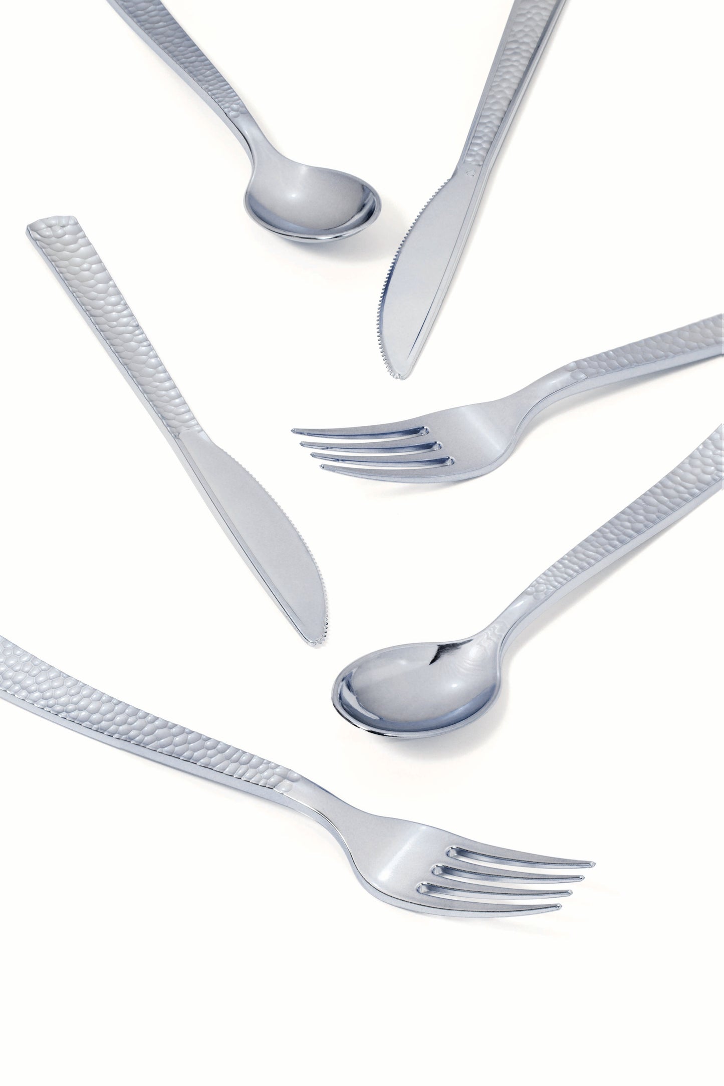 Silver Hammered Metal Cutlery Set