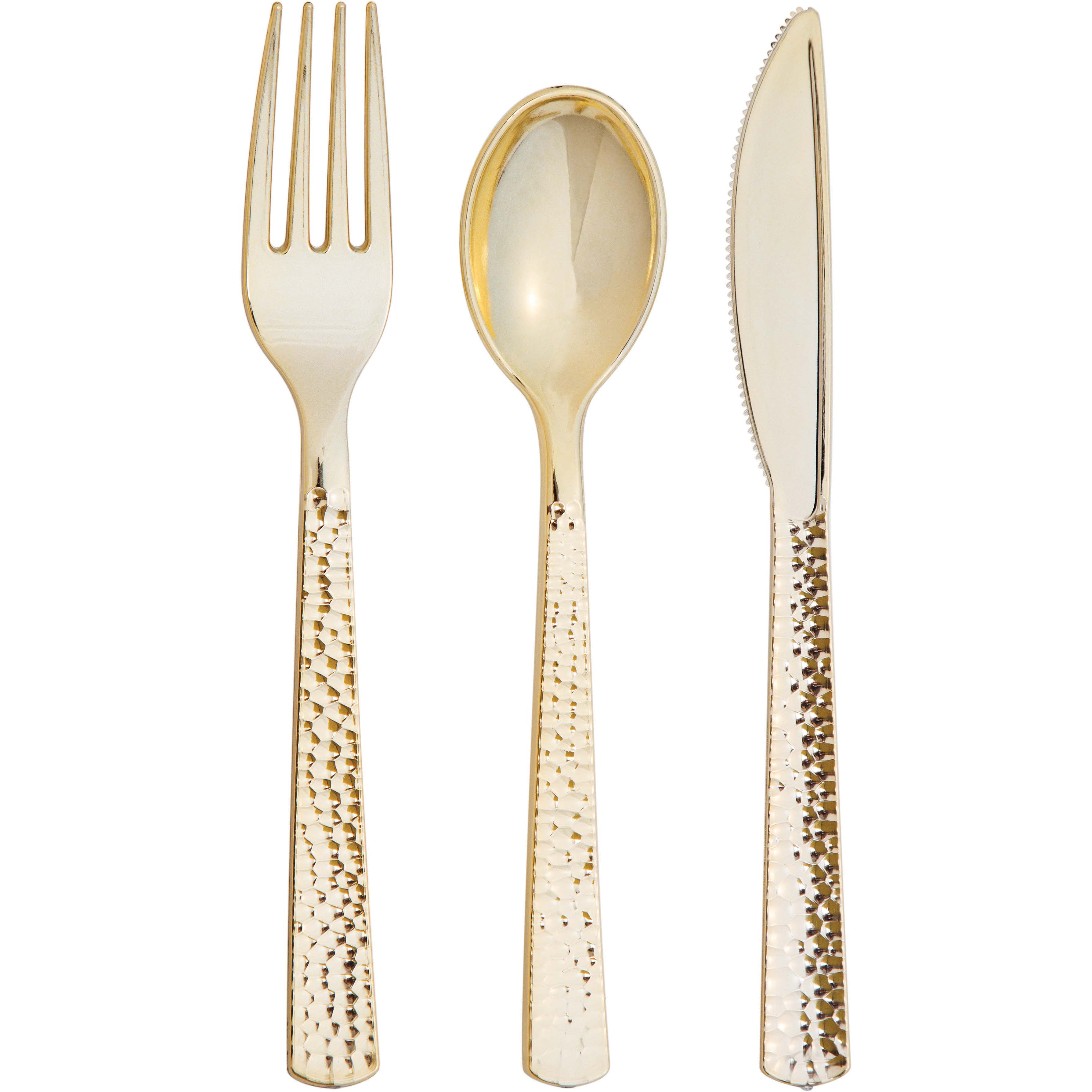 Gold Hammered Metal Cutlery Set