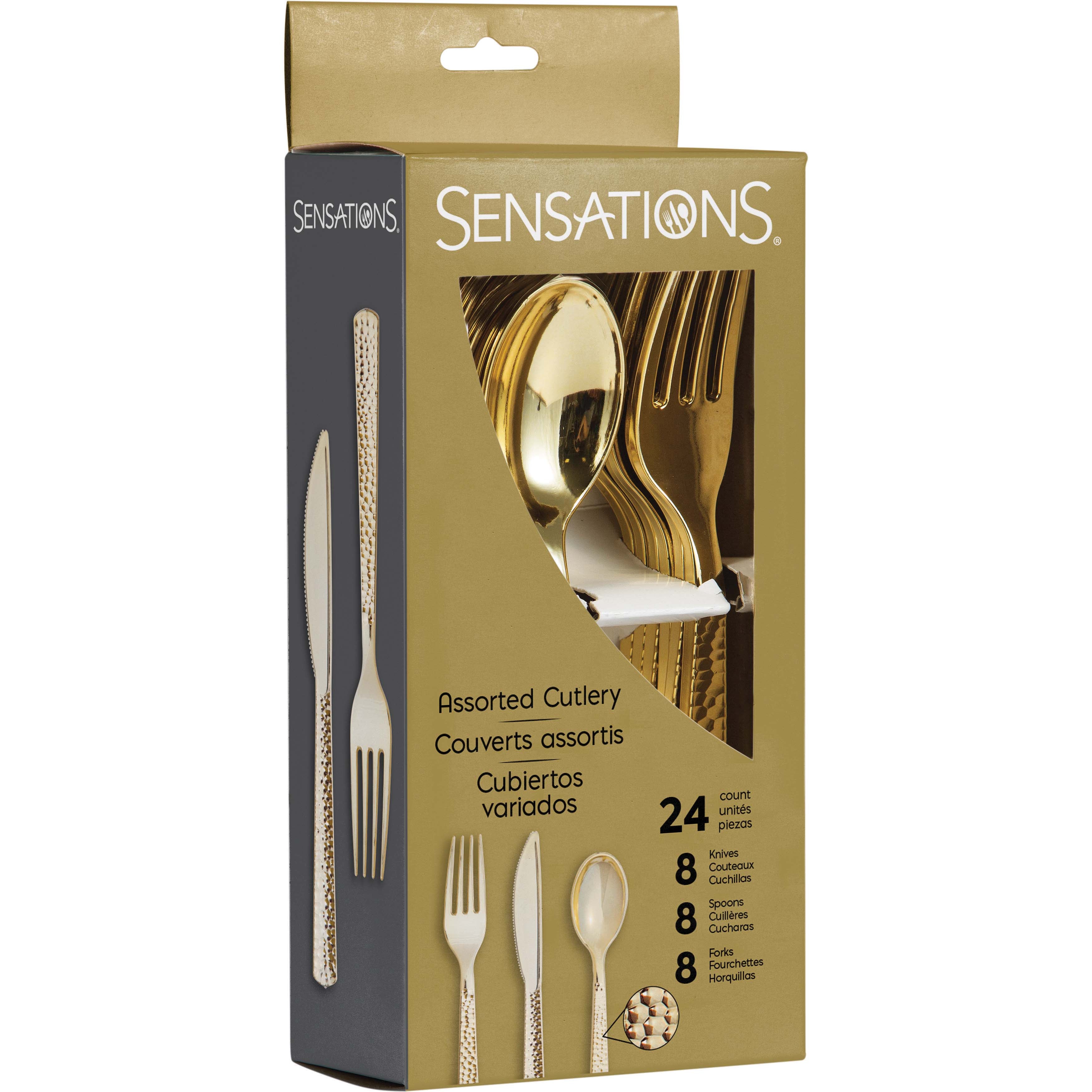 Gold Hammered Metal Cutlery Set