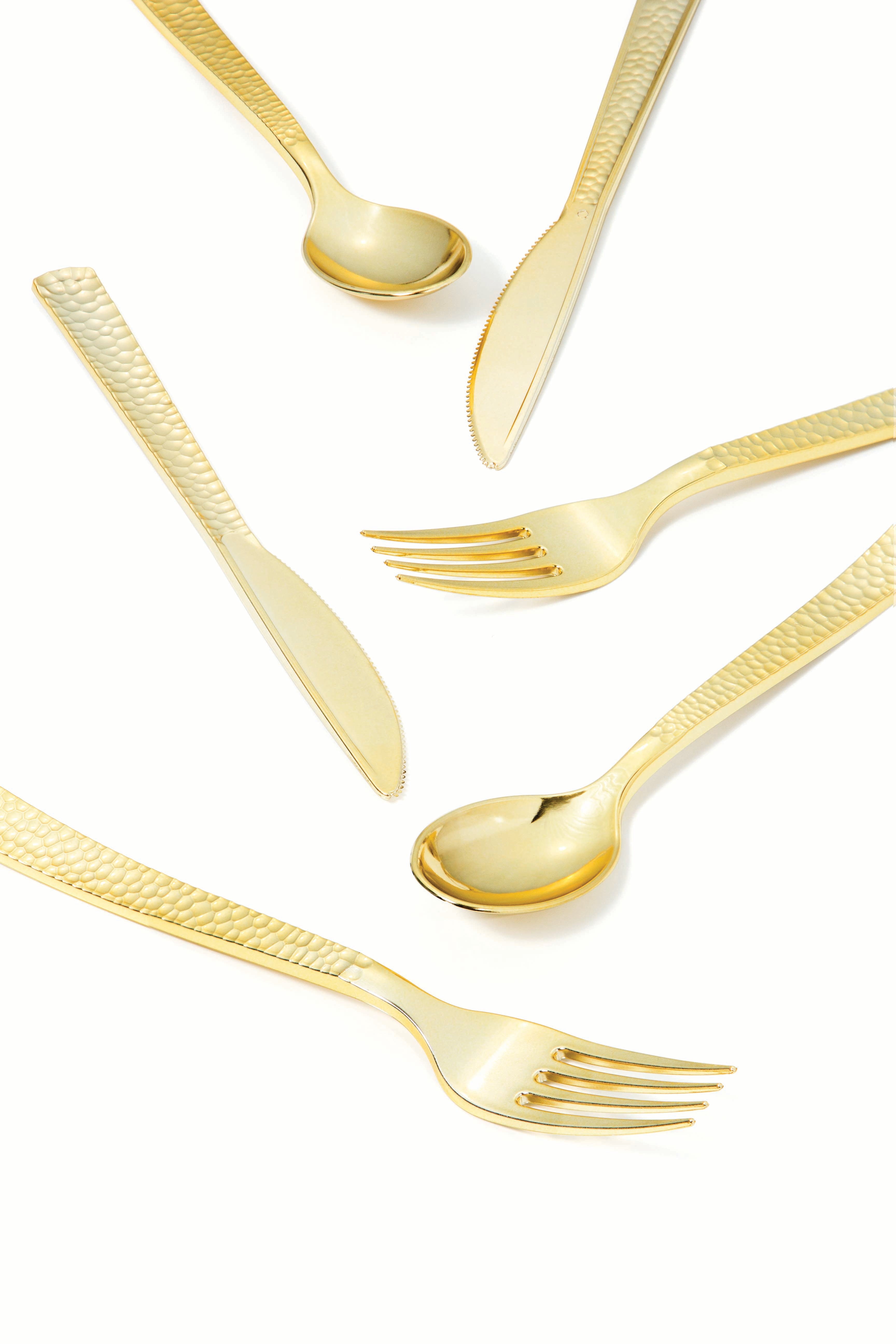 Gold Hammered Metal Cutlery Set