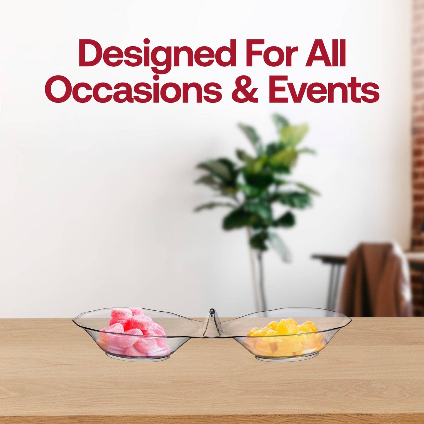 Clear Round 2-Hole Mini Plastic Candy Bowls - Set of 3